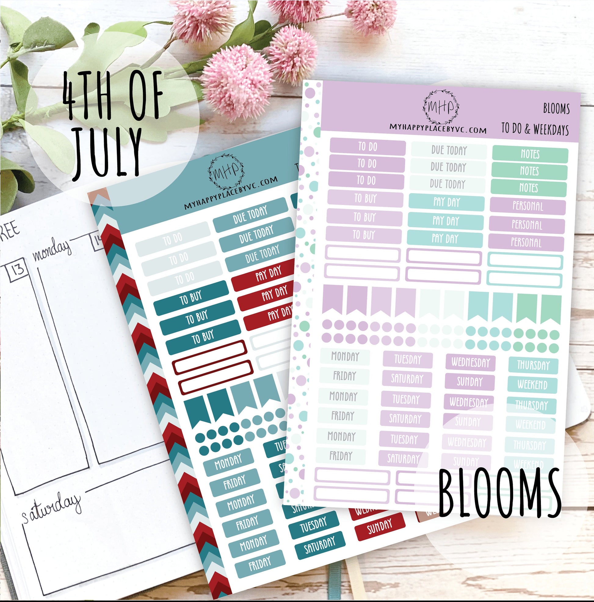 To Do & Days of the Week Planner Stickers. Sticker for College Planner, Teacher Planners and Bullet Journals || F727