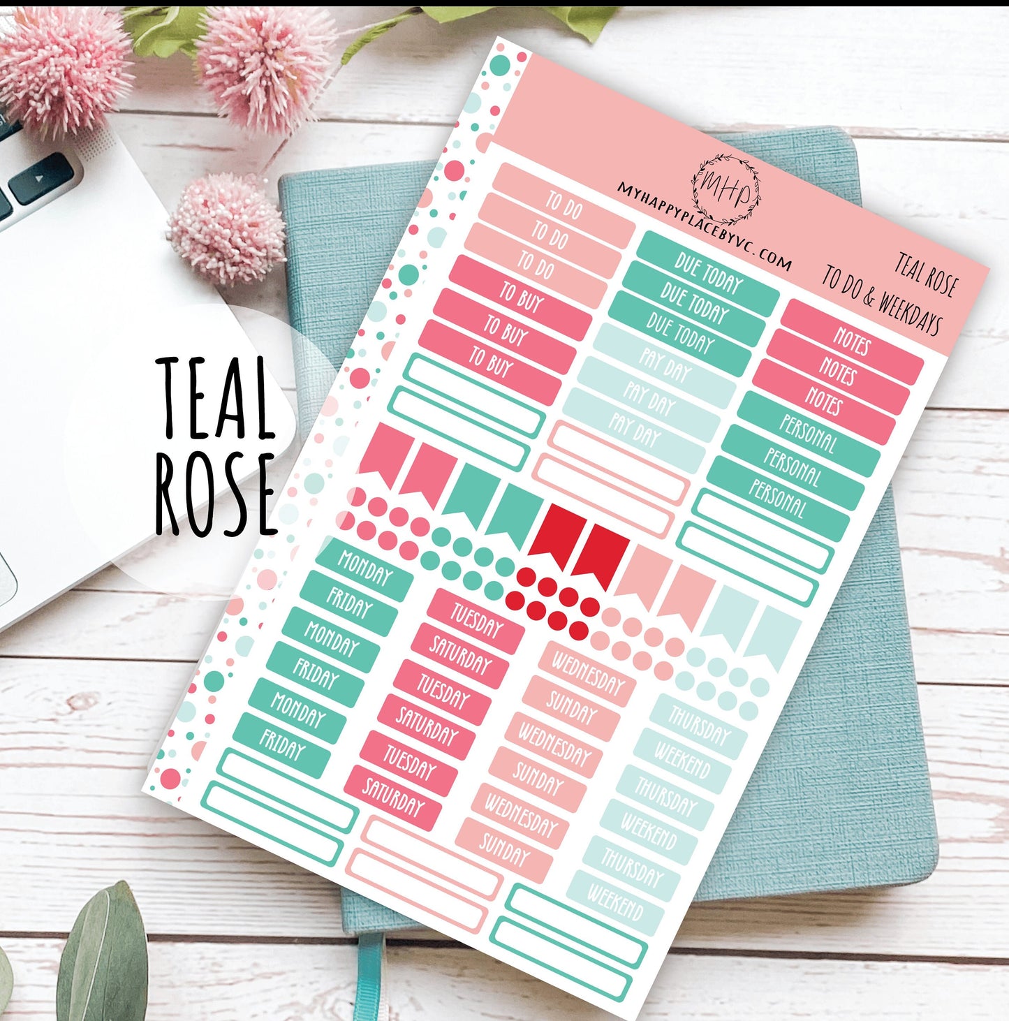 To Do & Days of the Week Planner Stickers. Sticker for College Planner, Teacher Planners and Bullet Journals || F727