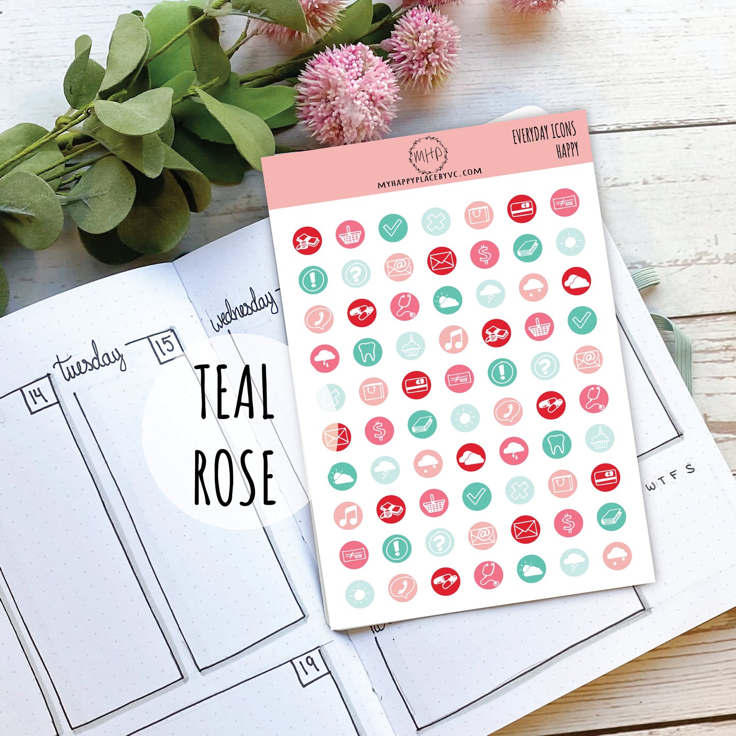 Everyday Icons Stickers for College Planner, Teacher Planner, Homeschool Planner. Planner Stickers for Bullet Journals and Calendars || H509