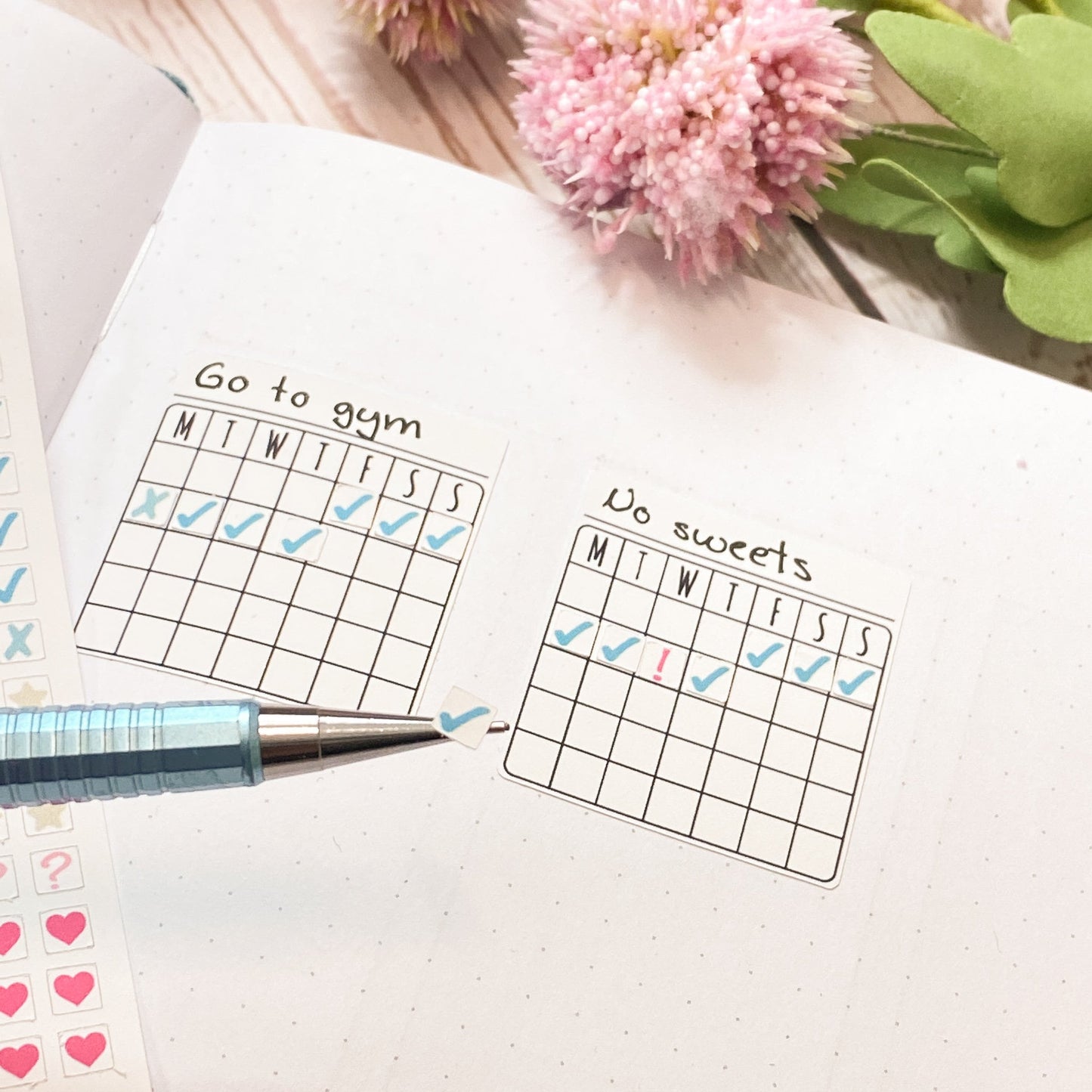 Mini Stickers for Monthly Habit Tracker Calendars. College Planner Stickers, Teacher Planners and Homeschool Planning || Q109