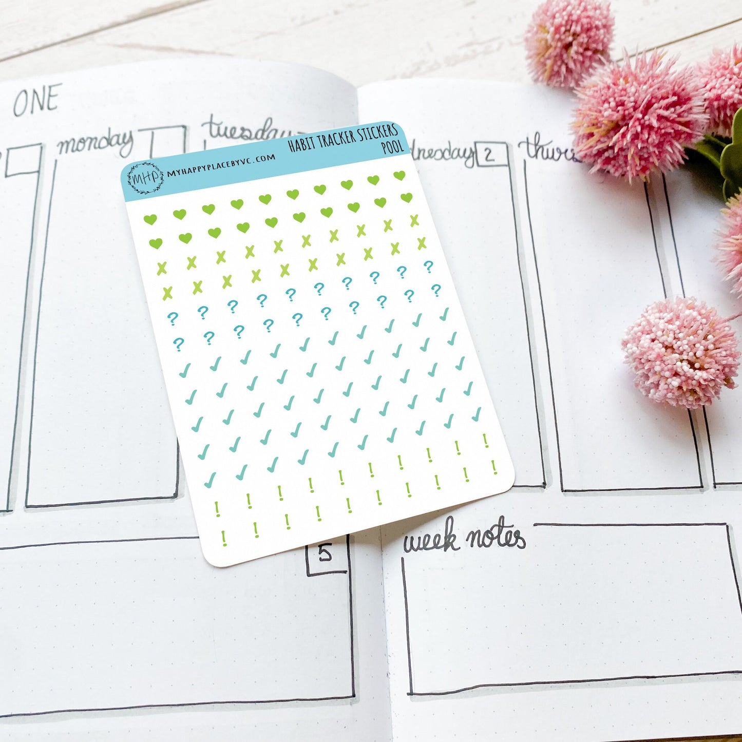 Mini Stickers for Monthly Habit Tracker Calendars. College Planner Stickers, Teacher Planners and Homeschool Planning || Q109