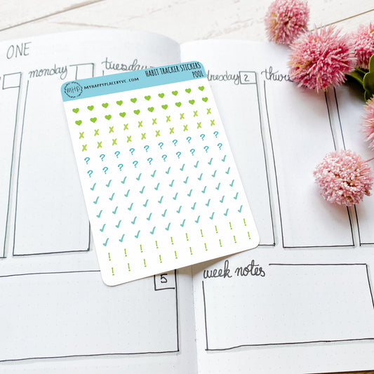 Mini Stickers for Monthly Habit Tracker Calendars. College Planner Stickers, Teacher Planners and Homeschool Planning || Q109