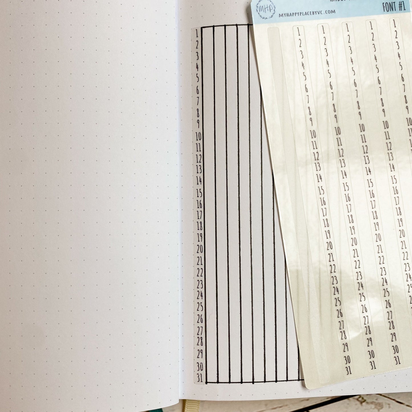 Habit Tracker Stickers for College Planners, Organizers and Bullet Journals. Vertical Number Strips. 7 Fonts to Choose From || T306