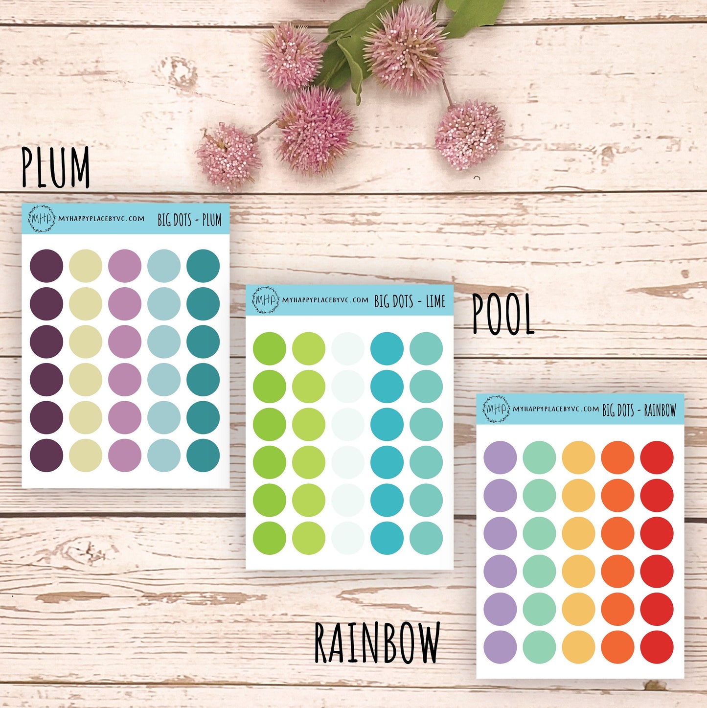 Big Dot Stickers for College Planner, School Planner, Teacher Planner. Planner Sticker for Homeschool Planner and Bullet Journal || Q107
