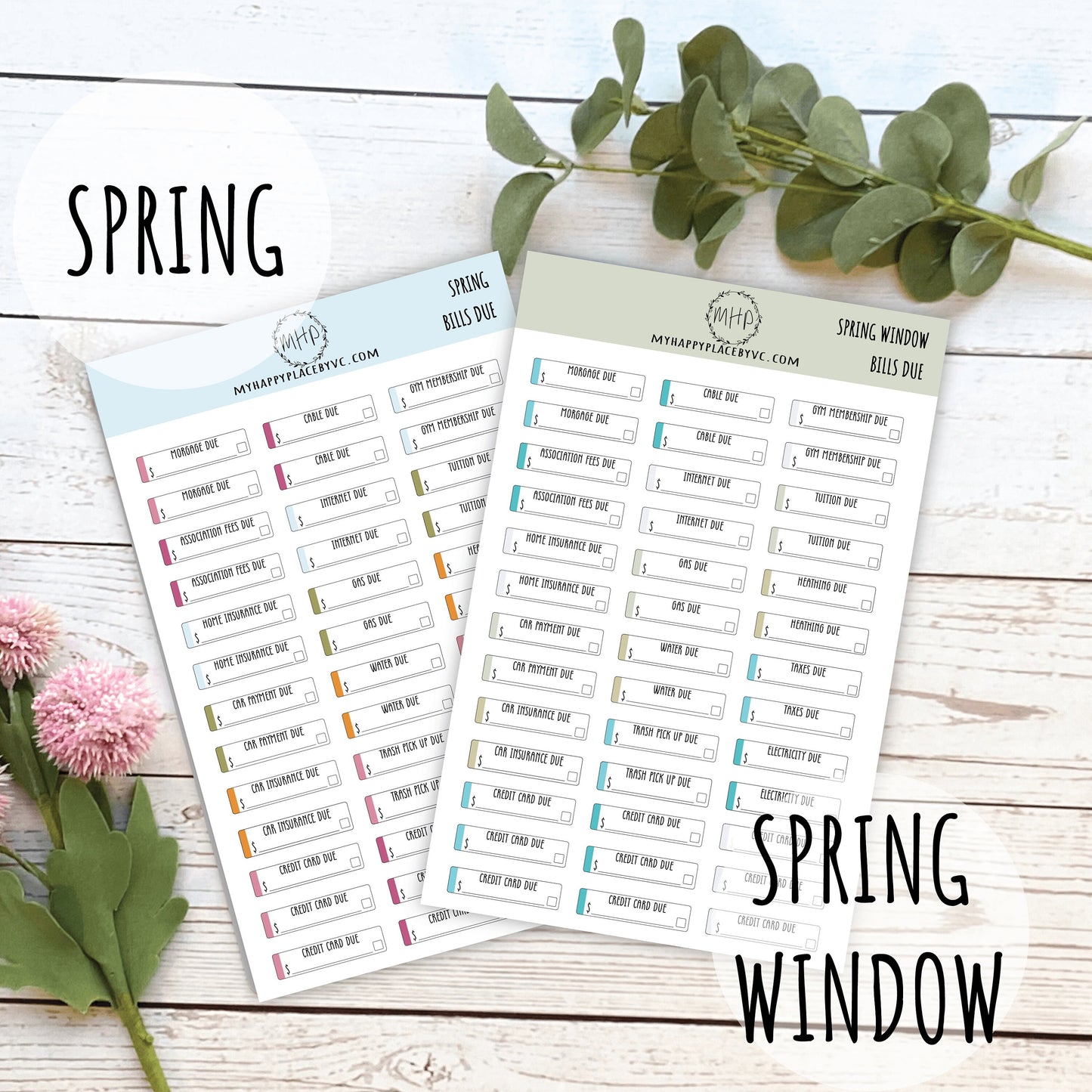 Bills Due Planner Stickers College Planner, Bullet Journals, Teacher Planners, and Homeschool Planner || F704