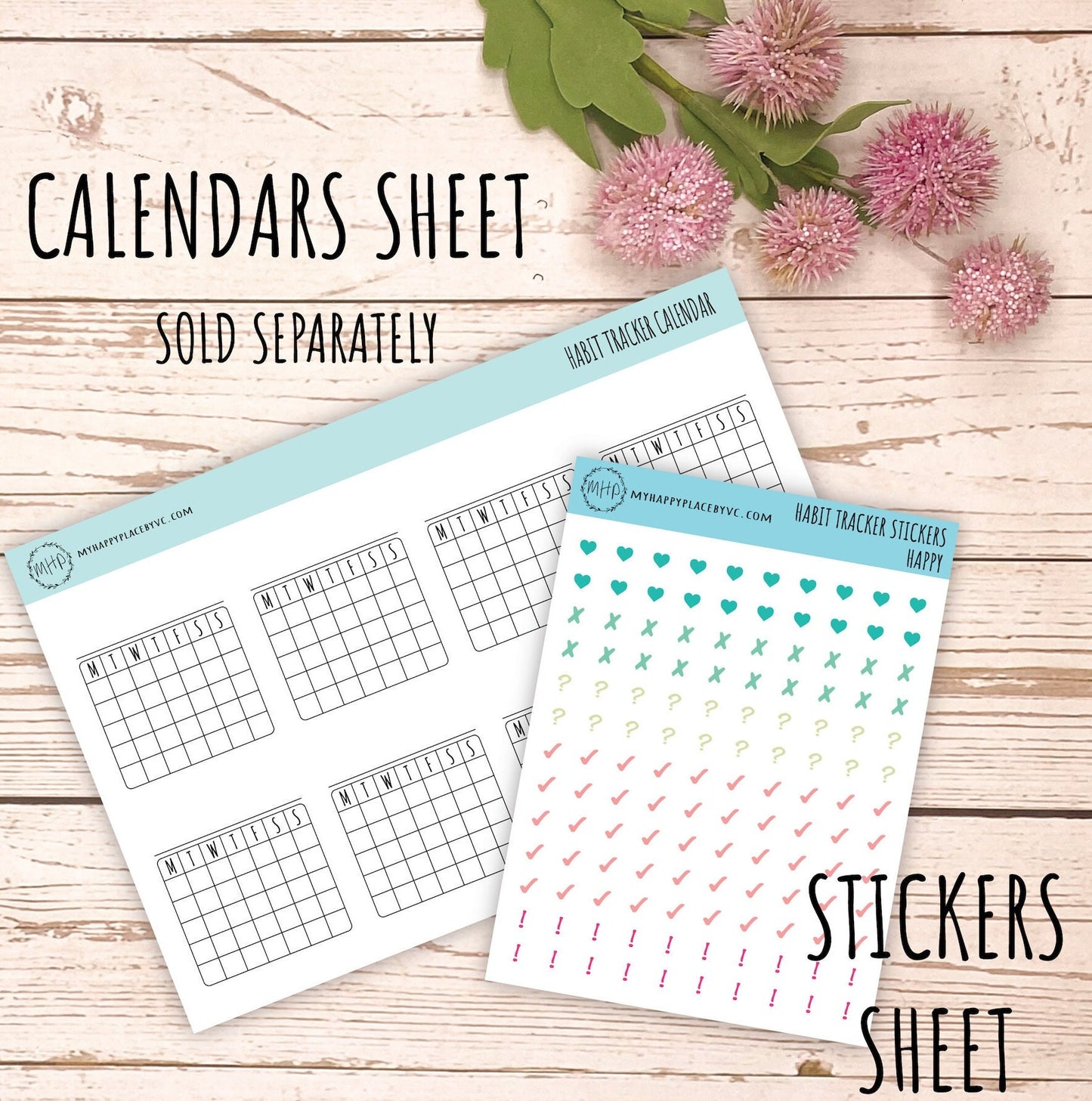 Mini Stickers for Monthly Habit Tracker Calendars. College Planner Stickers, Teacher Planners and Homeschool Planning || Q109