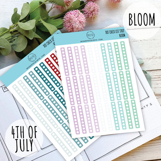 Dot Check List Strip. Planner Stickers for Bullet Journals, College Planner. Sticker for Homeschool Planners or School Planner || H505