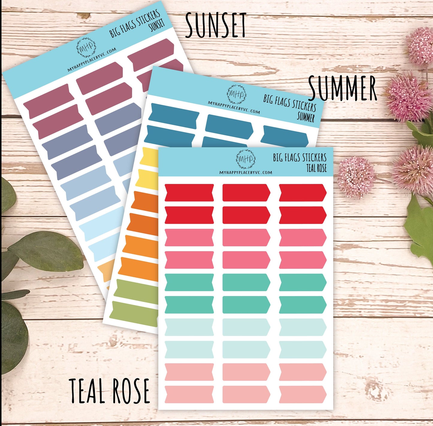 Long Flag Stickers for Planners. Big Flag Stickers for College Planner, Student Planner, Bullet Journals or Homeschool Planner || H503