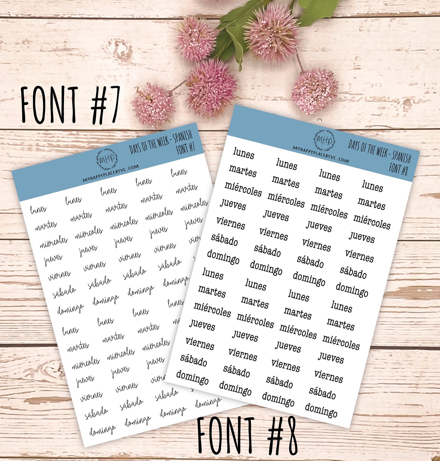 Days of the Week Planner Sticker in Spanish || H501