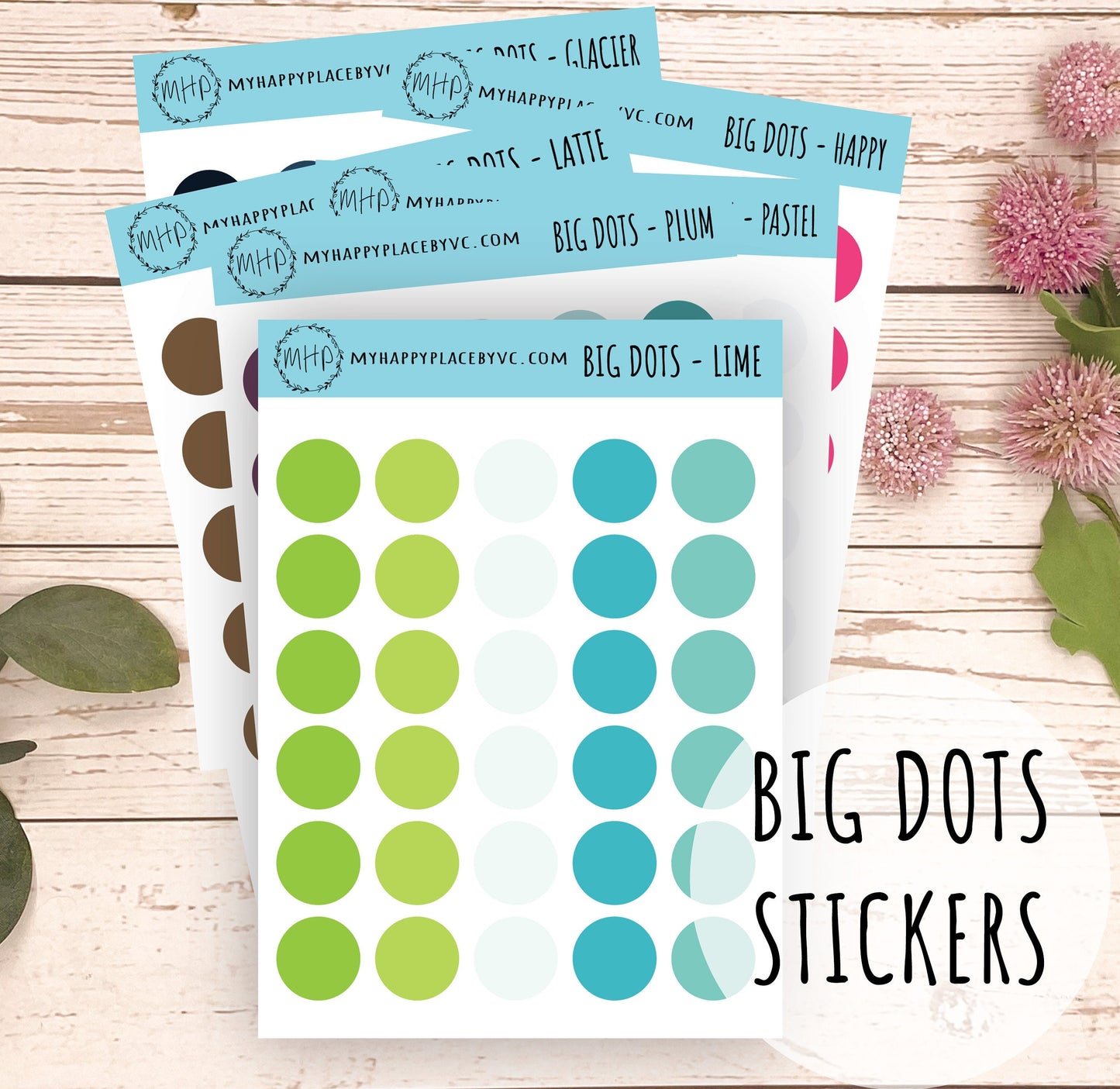 Big Dot Stickers for College Planner, School Planner, Teacher Planner. Planner Sticker for Homeschool Planner and Bullet Journal || Q107