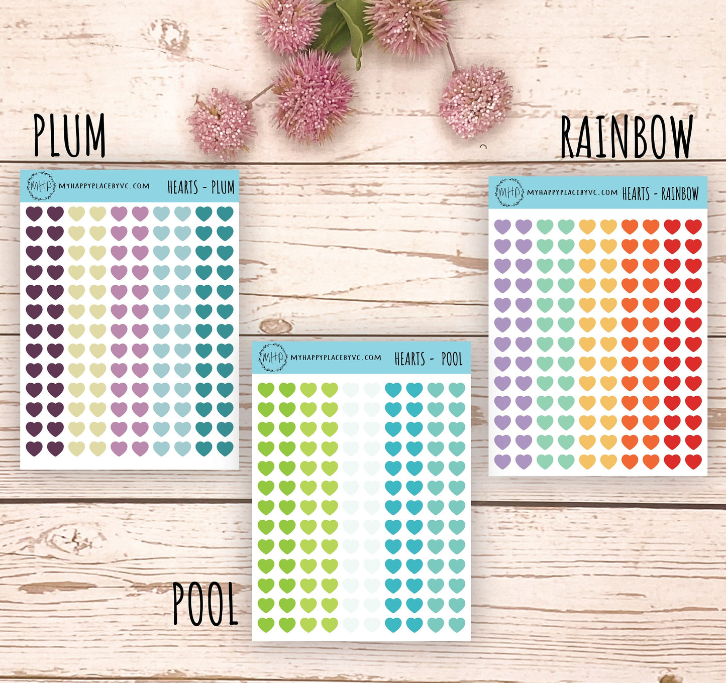 Mini Heart Sticker for College Planner, School Planner, Bullet Journal. Cute Heart Planner Stickers for Homeschool Planner || Q106