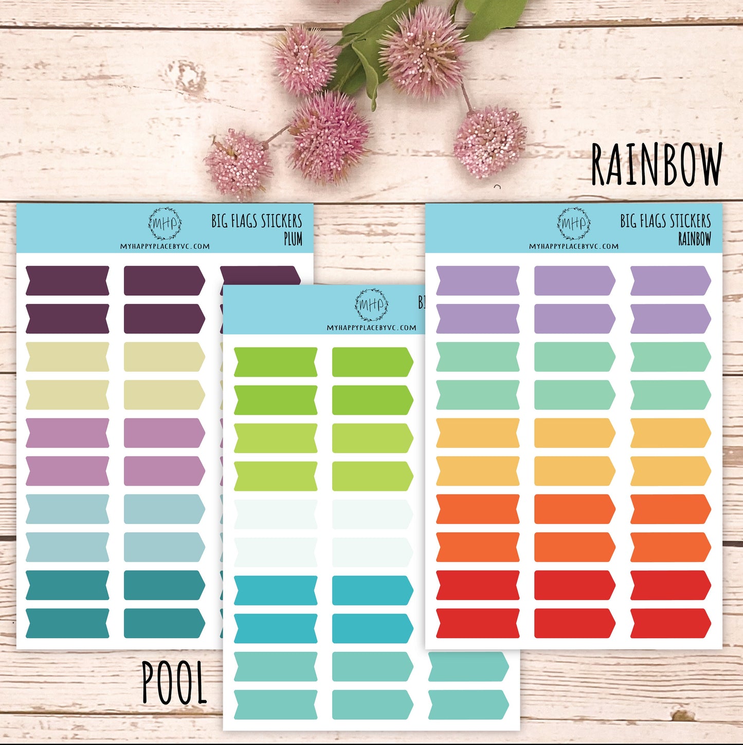 Long Flag Stickers for Planners. Big Flag Stickers for College Planner, Student Planner, Bullet Journals or Homeschool Planner || H503