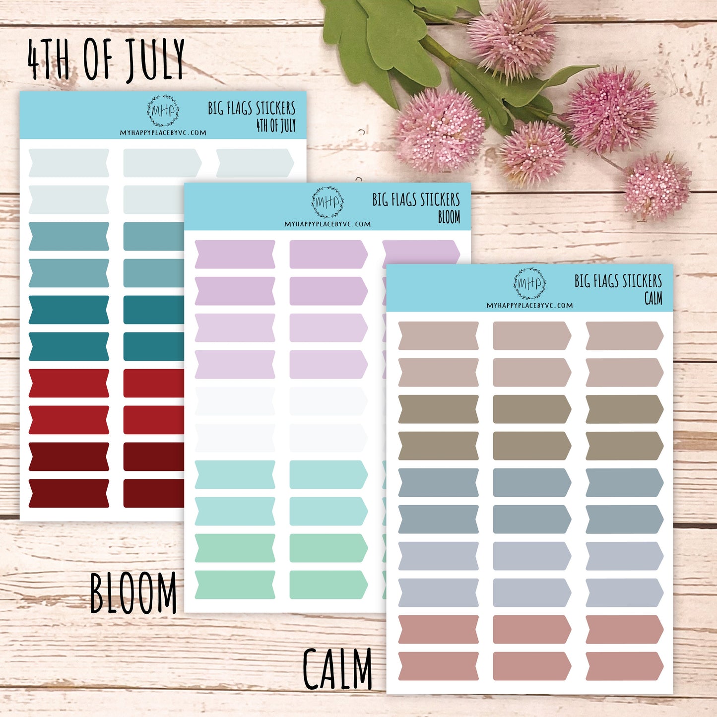Long Flag Stickers for Planners. Big Flag Stickers for College Planner, Student Planner, Bullet Journals or Homeschool Planner || H503