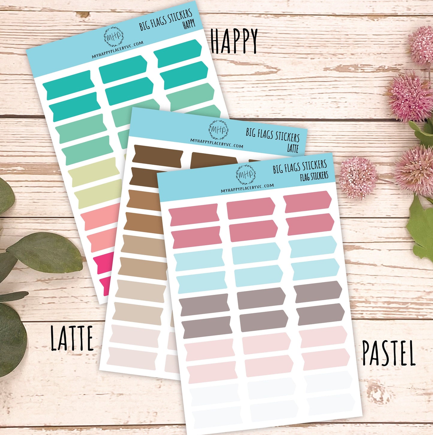 Long Flag Stickers for Planners. Big Flag Stickers for College Planner, Student Planner, Bullet Journals or Homeschool Planner || H503