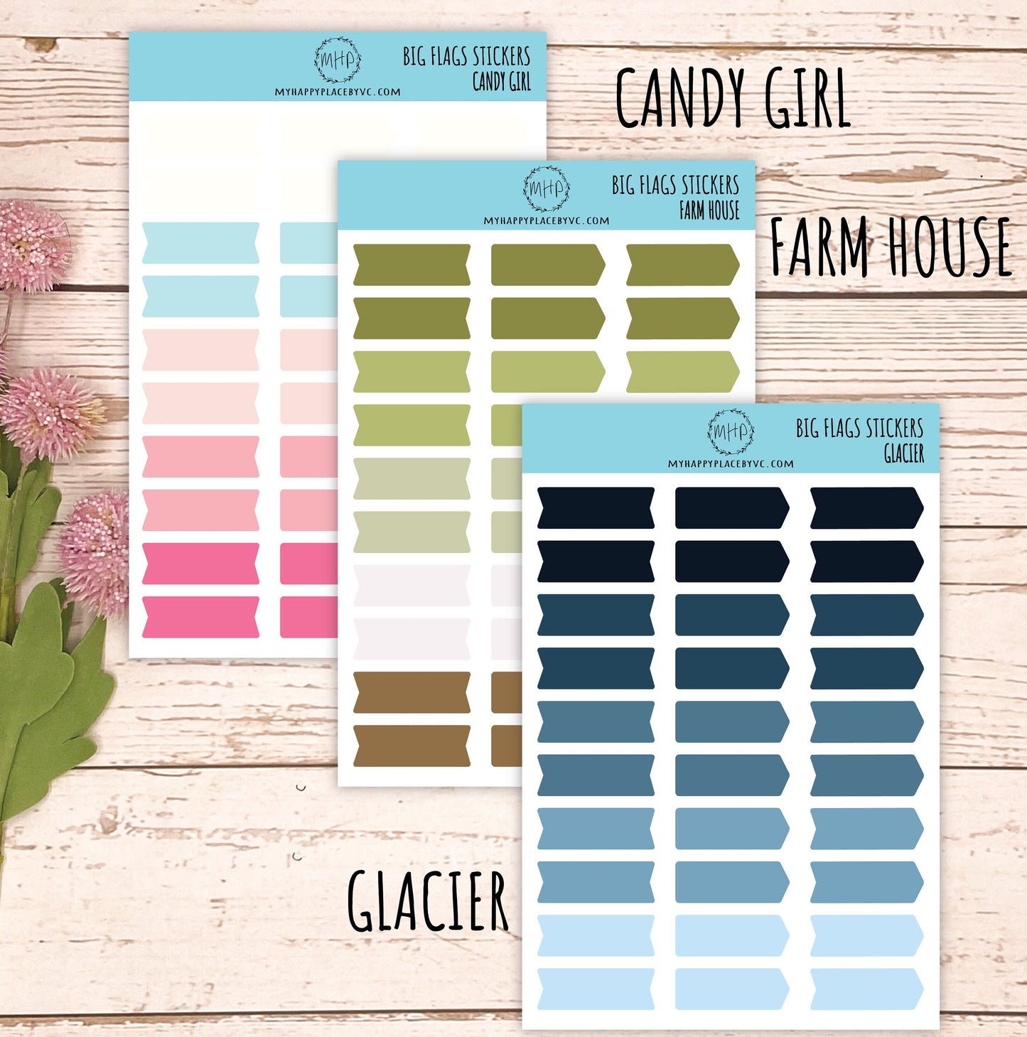 Long Flag Stickers for Planners. Big Flag Stickers for College Planner, Student Planner, Bullet Journals or Homeschool Planner || H503
