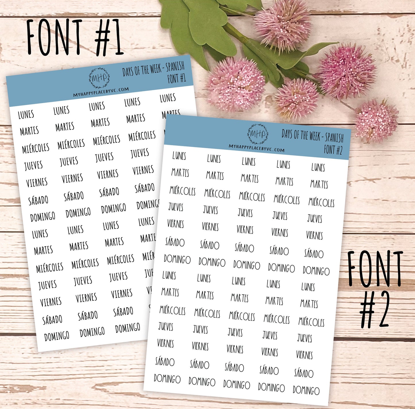 Days of the Week Planner Sticker in Spanish || H501