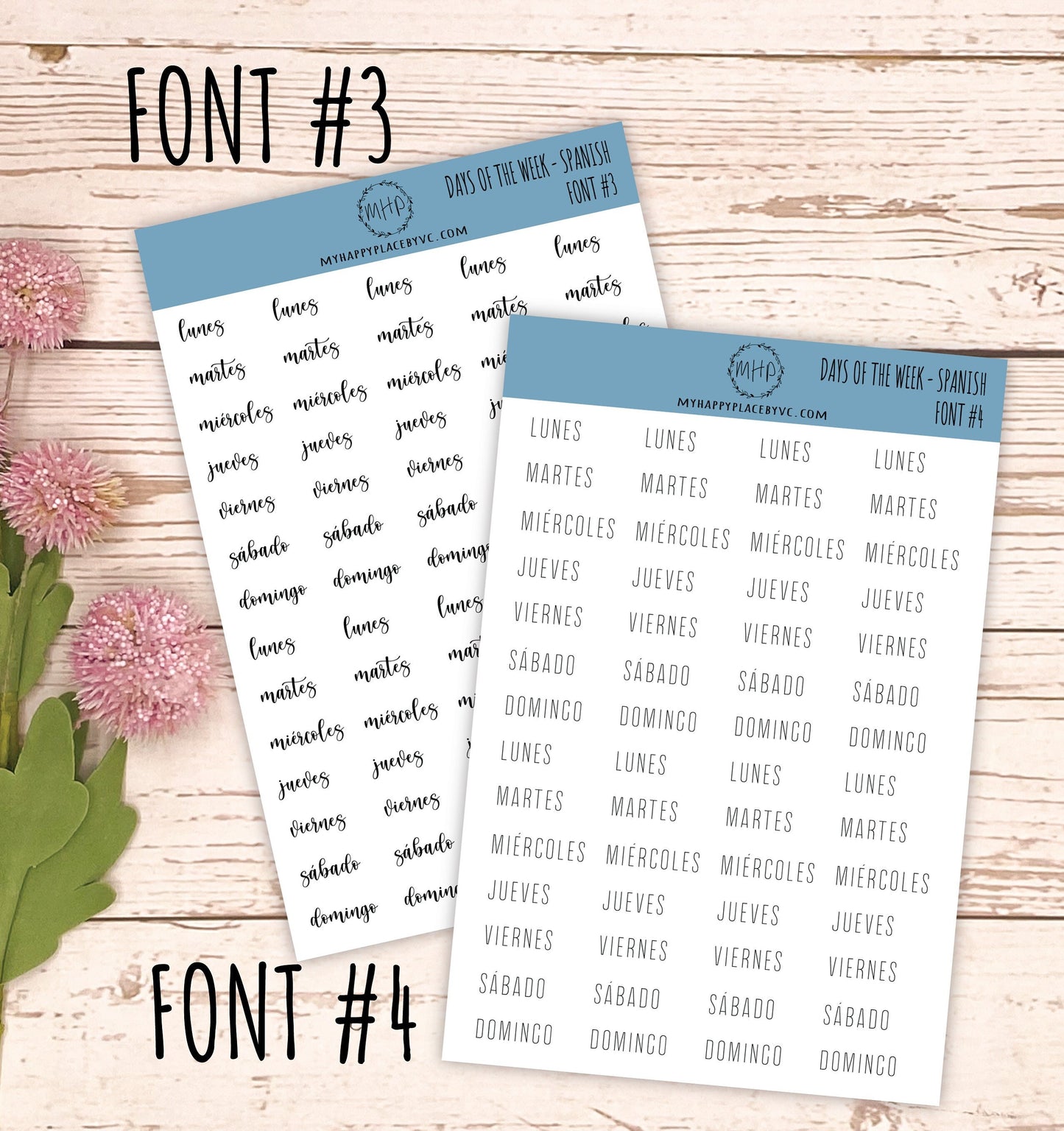 Days of the Week Planner Sticker in Spanish || H501