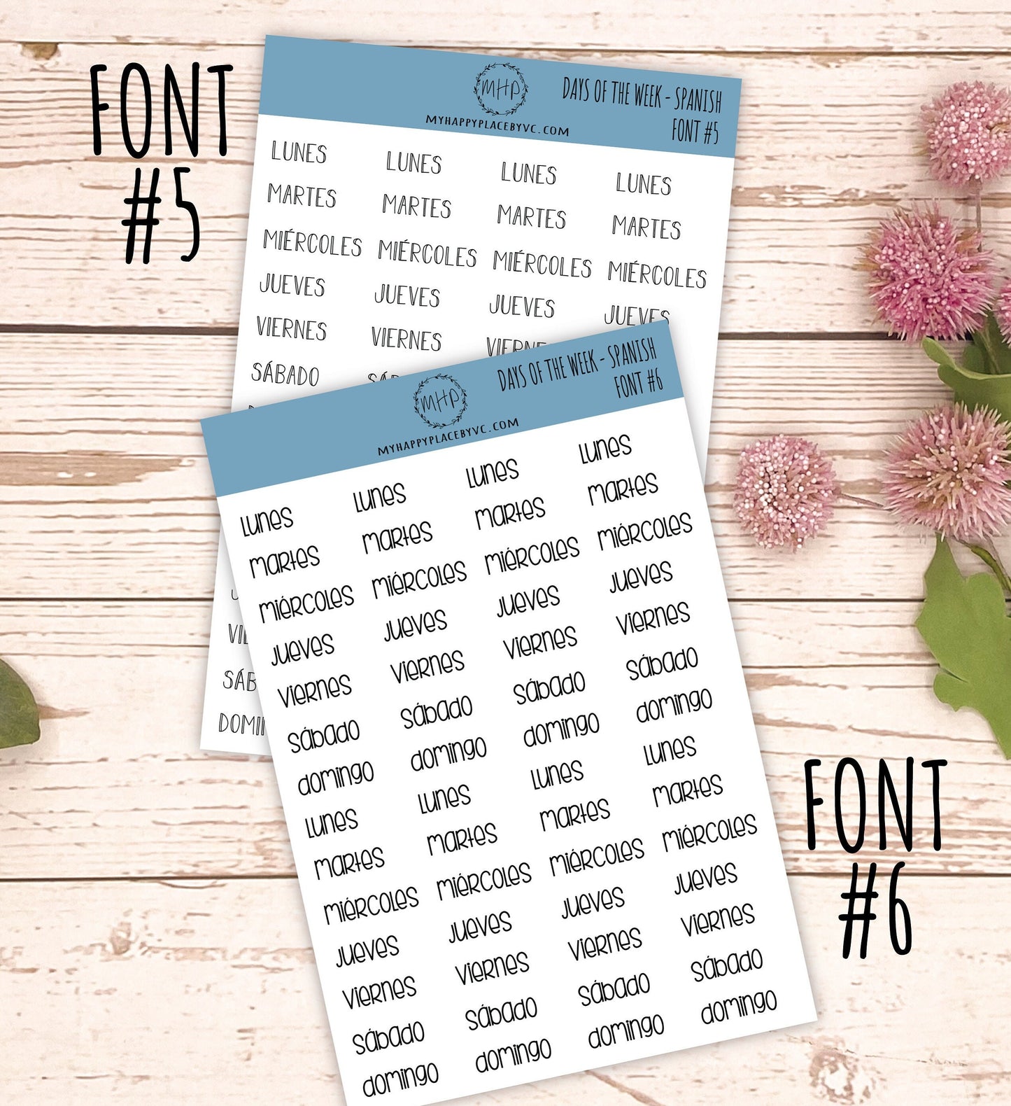 Days of the Week Planner Sticker in Spanish || H501