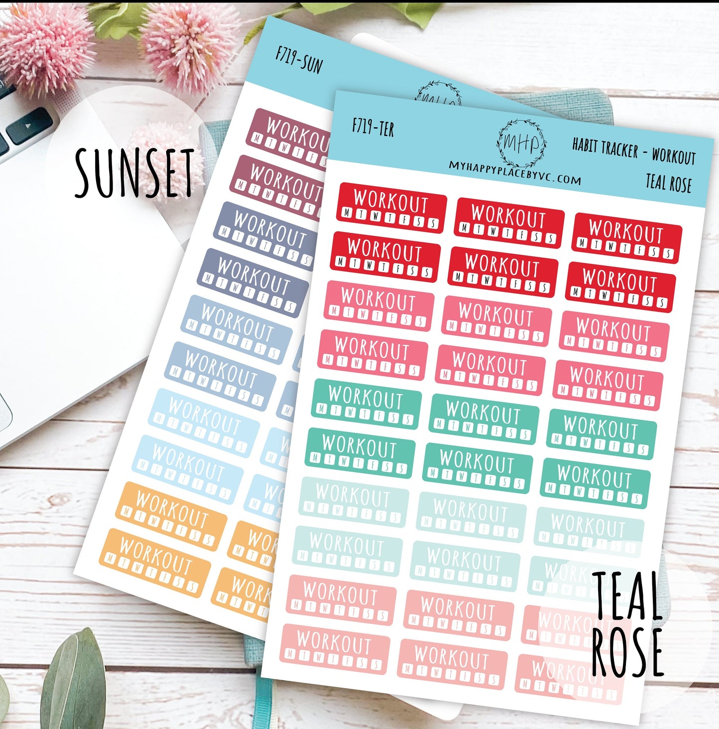 Habit Tracker Workout Planner Stickers for Bullet Journals, College Planner, Teacher, Homeschool Planner and School Planners || F719