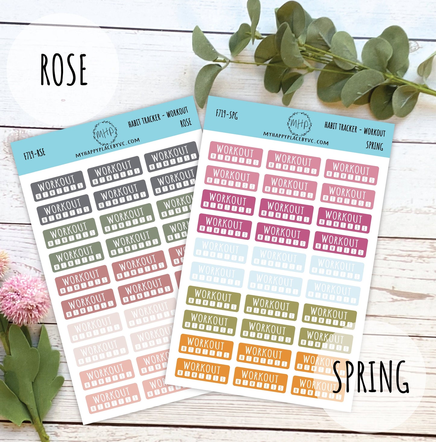 Habit Tracker Workout Planner Stickers for Bullet Journals, College Planner, Teacher, Homeschool Planner and School Planners || F719
