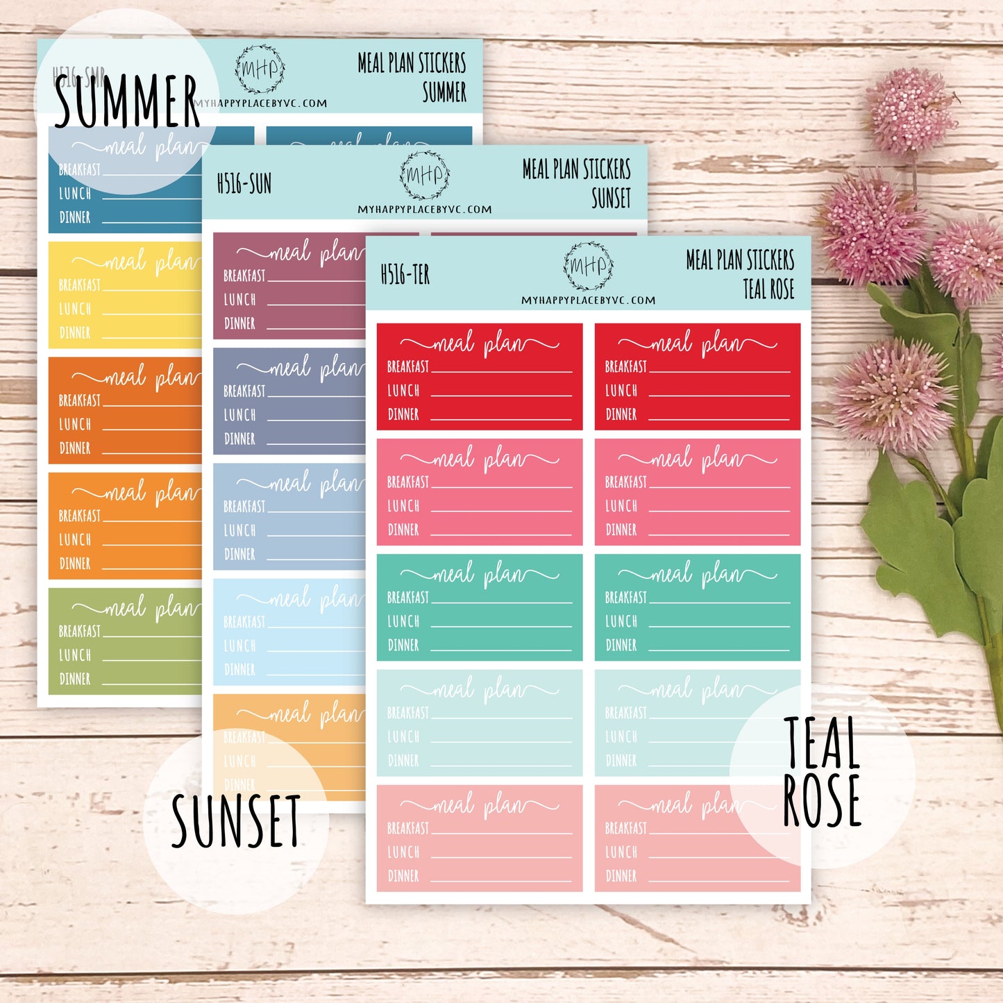 Meal Plan Stickers for Bullet Journals, College Planner, Teacher Planner, Homeschool Planner. Planner Sticker || H516