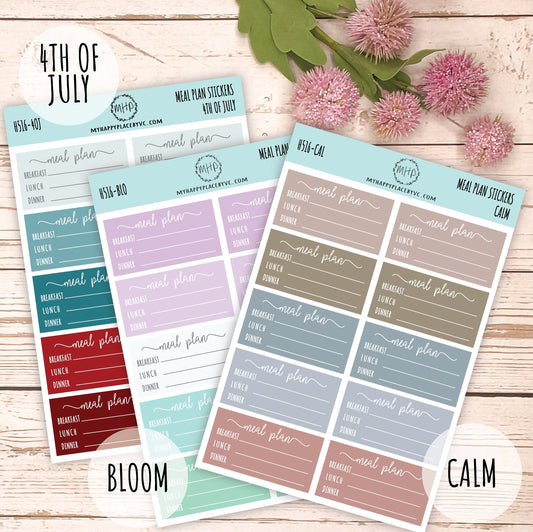 Meal Plan Stickers for Bullet Journals, College Planner, Teacher Planner, Homeschool Planner. Planner Sticker || H516