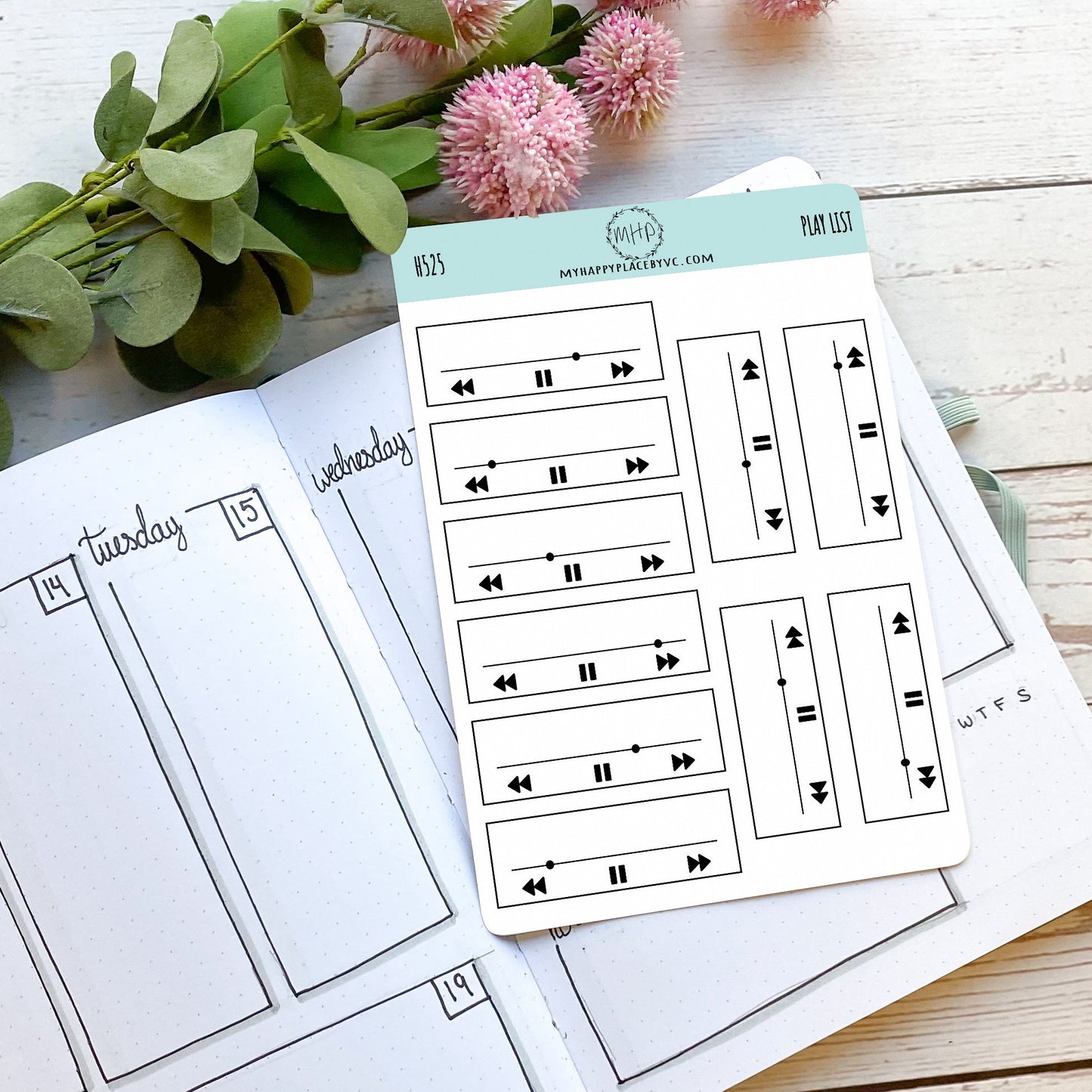 Play List Stickers for Bullet Journals. Stickers for Planners and Organizers. Doodle Stickers || H527