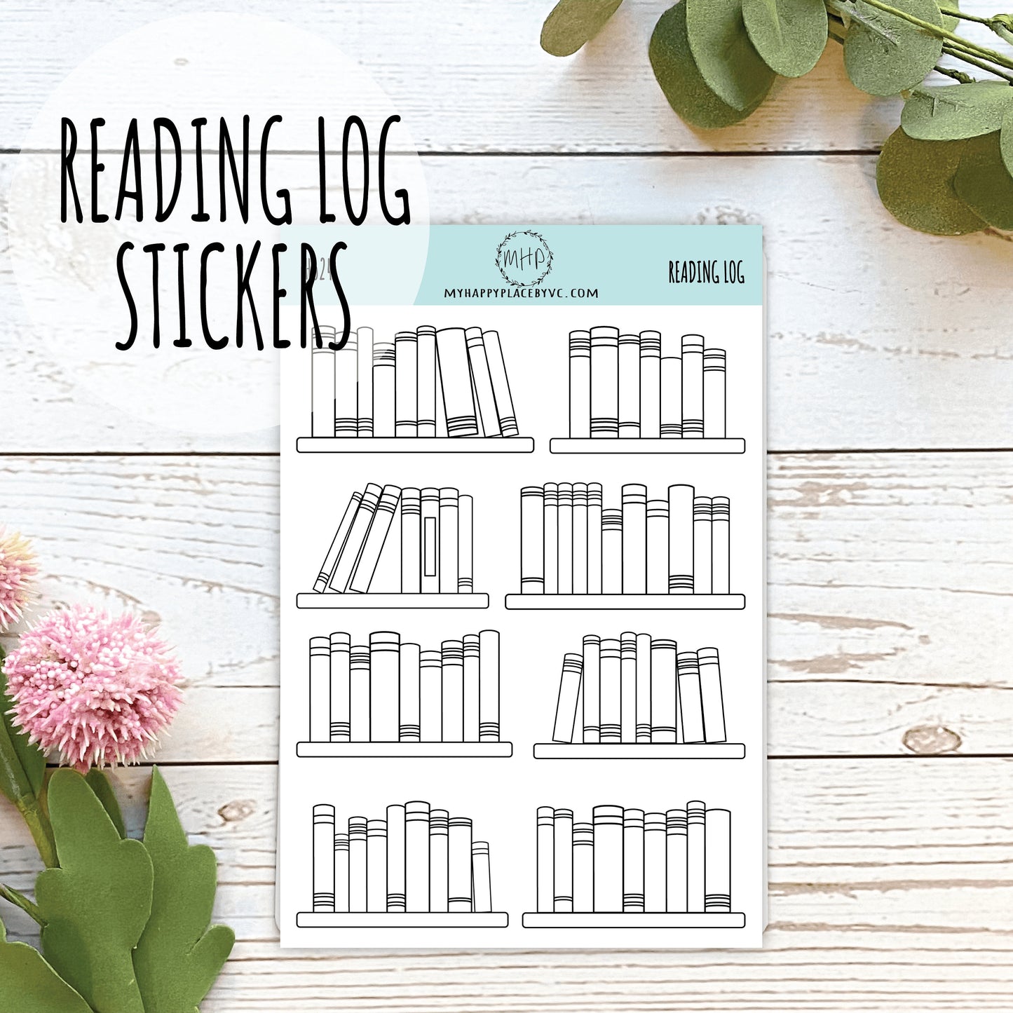 Reading Log Stickers for Bullet Journals. Stickers for Planners and Organizers. Doodle Stickers || H526