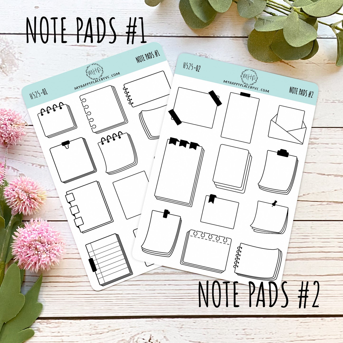 Note Pads Stickers for Planners, Organizers and Bullet Journals.Stickers for Planners. Doodle Stickers || H525