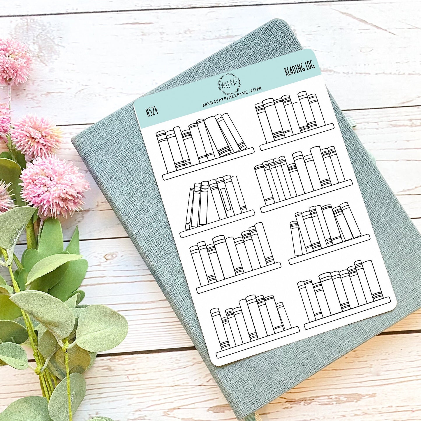 Reading Log Stickers for Bullet Journals. Stickers for Planners and Organizers. Doodle Stickers || H526