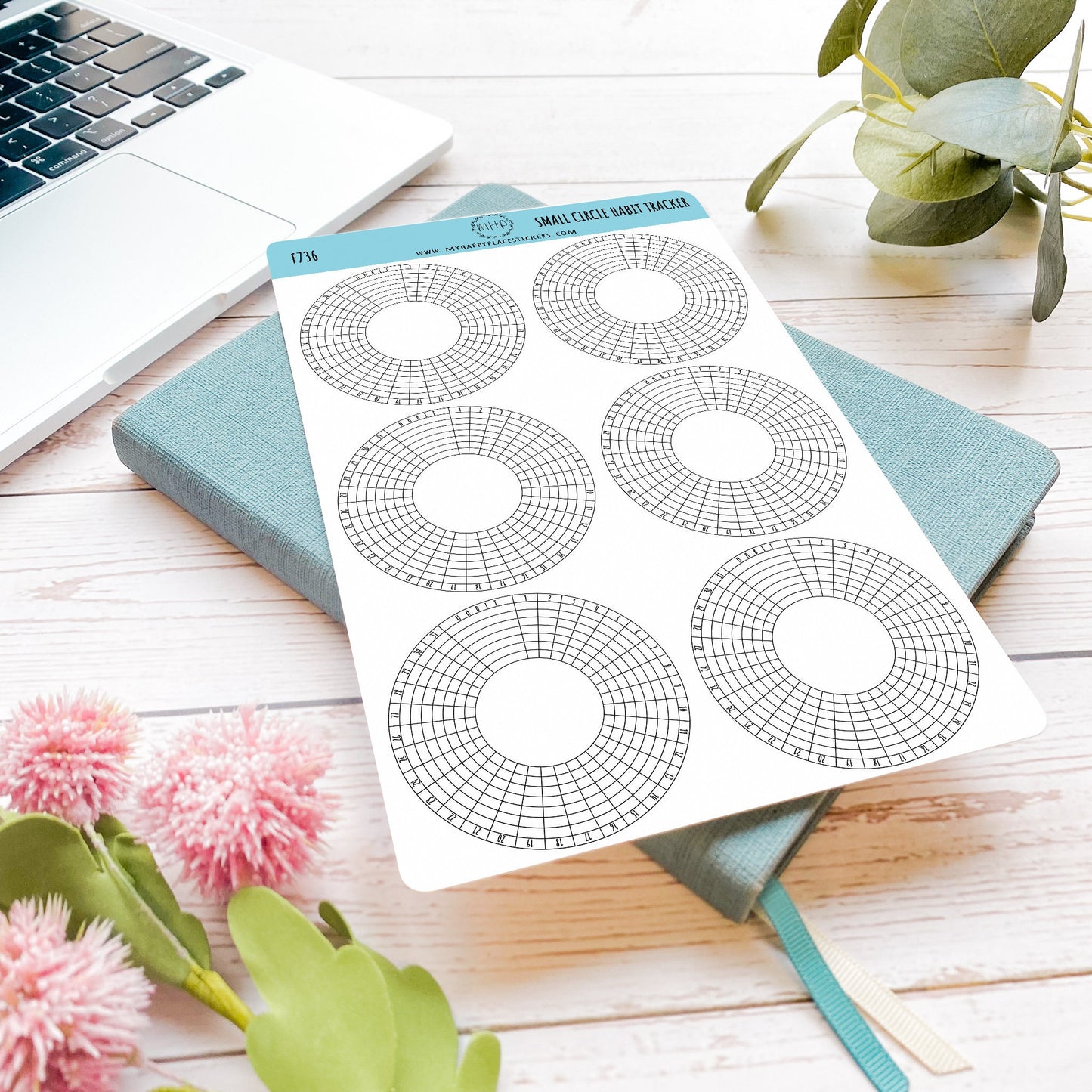 Small Circle Habit Tracker Stickers for Bullet Journals, and Planners. Monthly Habit Tracker || F736