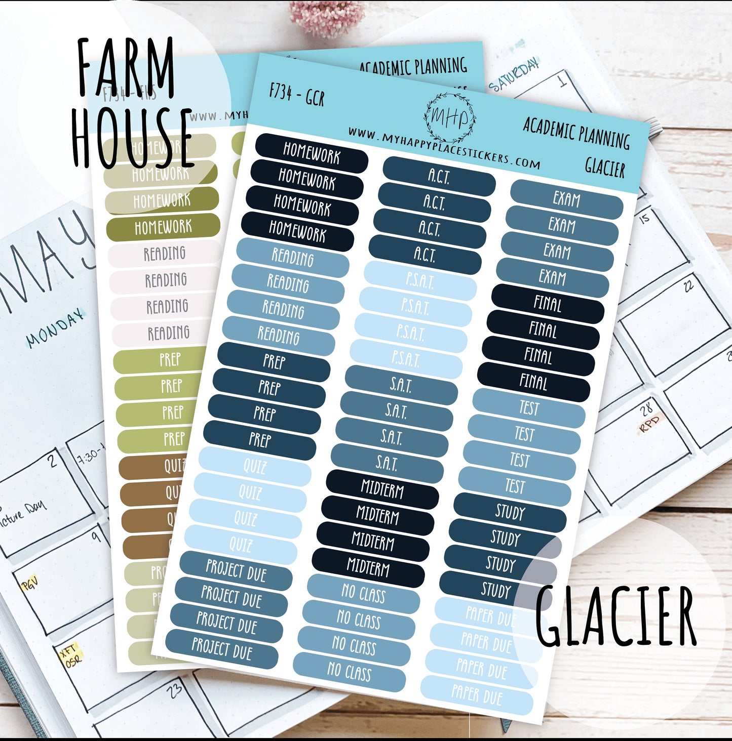 Academic Planning Stickers for College Planners, Teacher Planners, and Bullet Journals. Homeschool Planner. 6 Months Per Sheet || F734