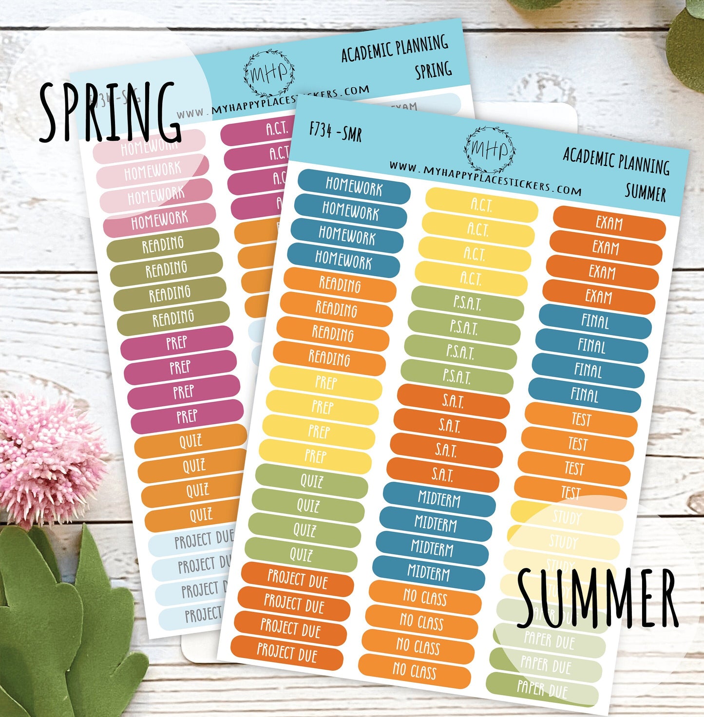 Academic Planning Stickers for College Planners, Teacher Planners, and Bullet Journals. Homeschool Planner. 6 Months Per Sheet || F734