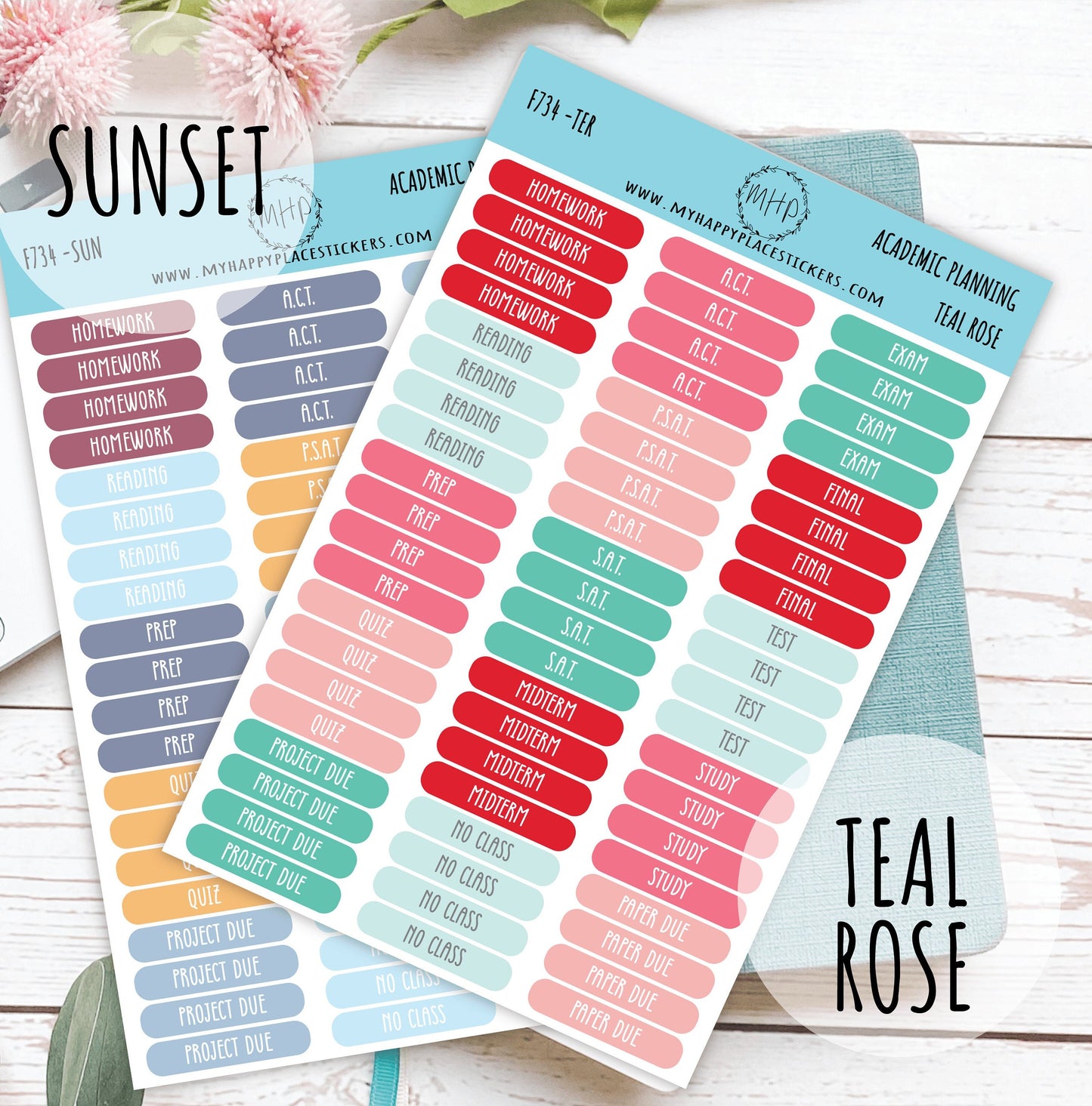 Academic Planning Stickers for College Planners, Teacher Planners, and Bullet Journals. Homeschool Planner. 6 Months Per Sheet || F734