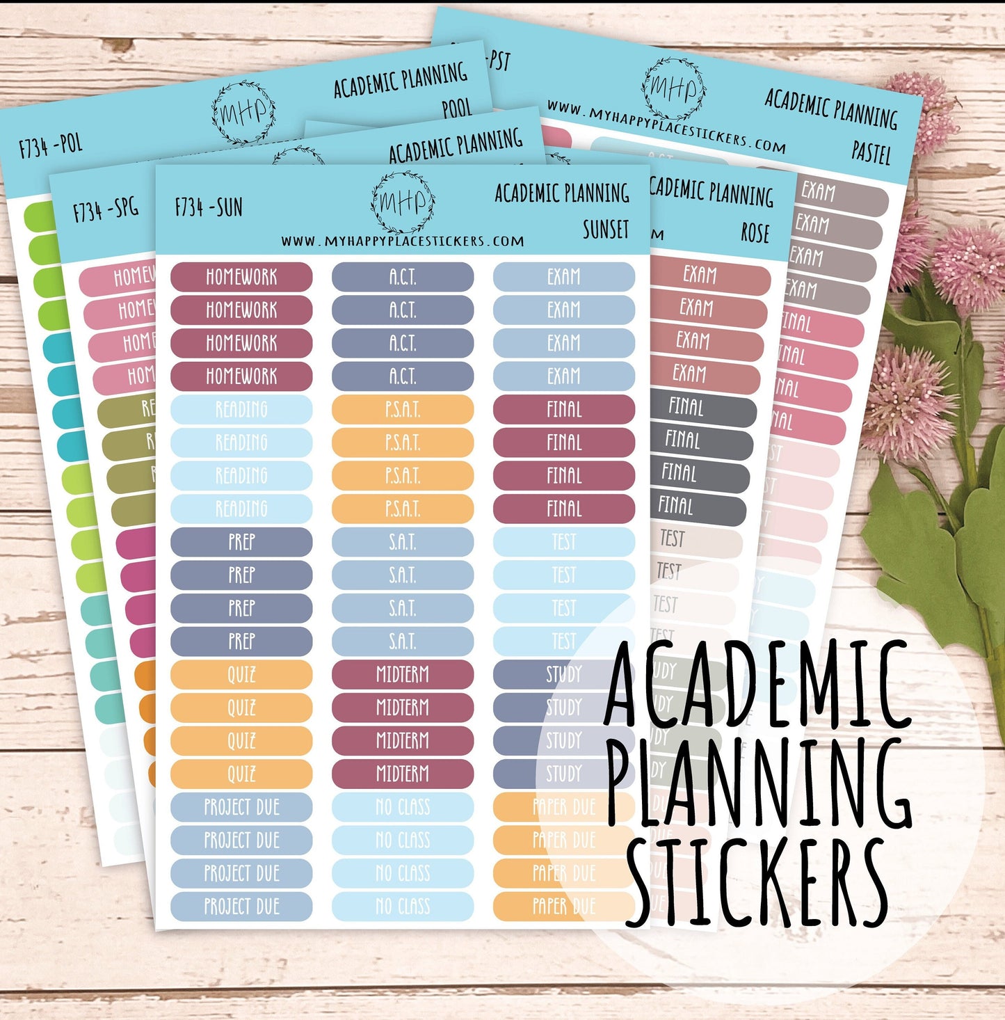 Academic Planning Stickers for College Planners, Teacher Planners, and Bullet Journals. Homeschool Planner. 6 Months Per Sheet || F734