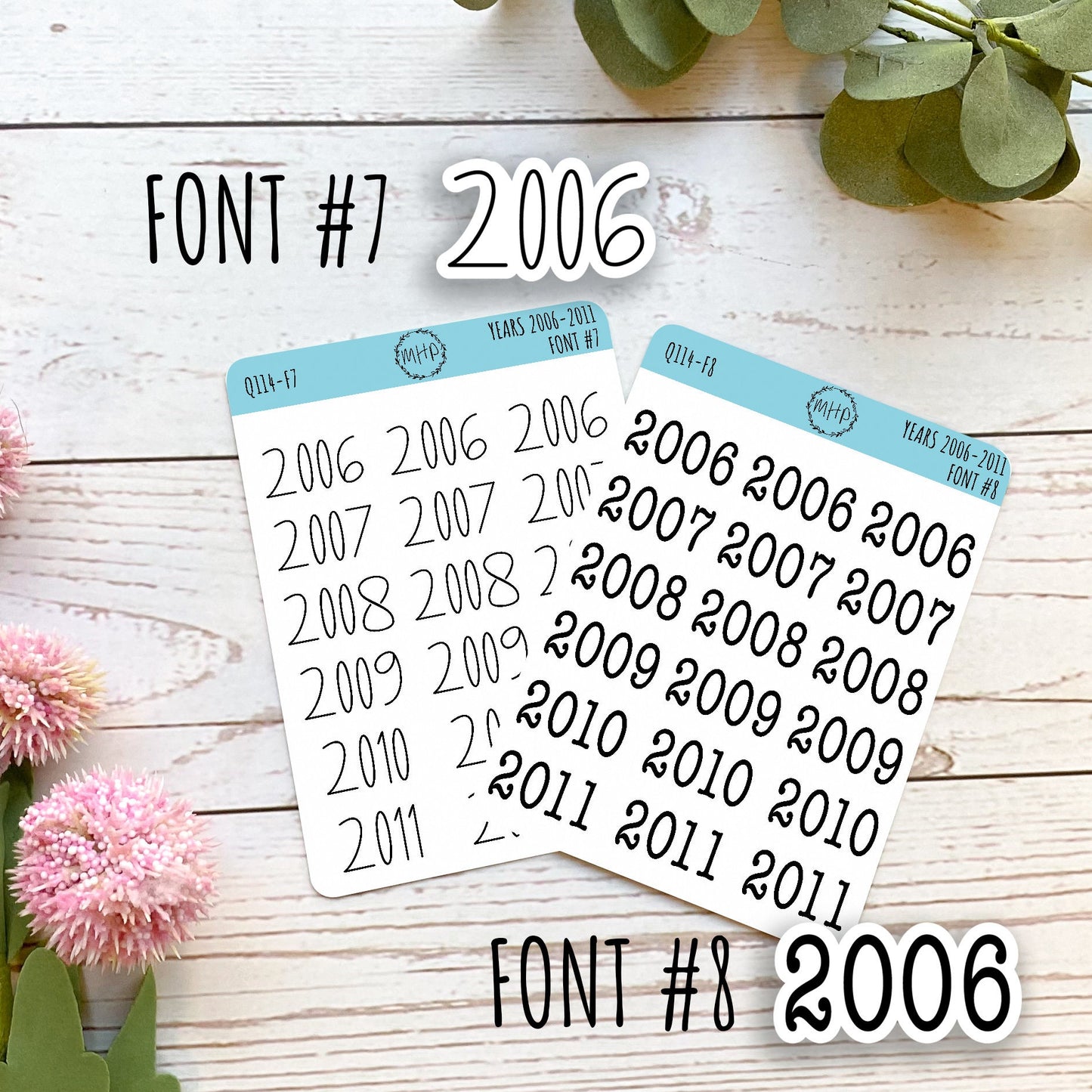 2006 - 2011 Year Stickers for Planners, Bullet Journals, College Planner, Teacher Planner or Homeschool Planner || Q114