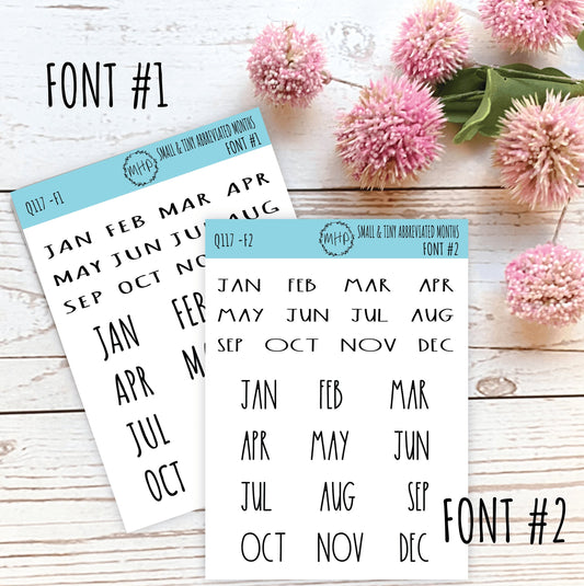 Small Abbreviated Month Stickers for Undated Planners and Bullet Journals || Q117