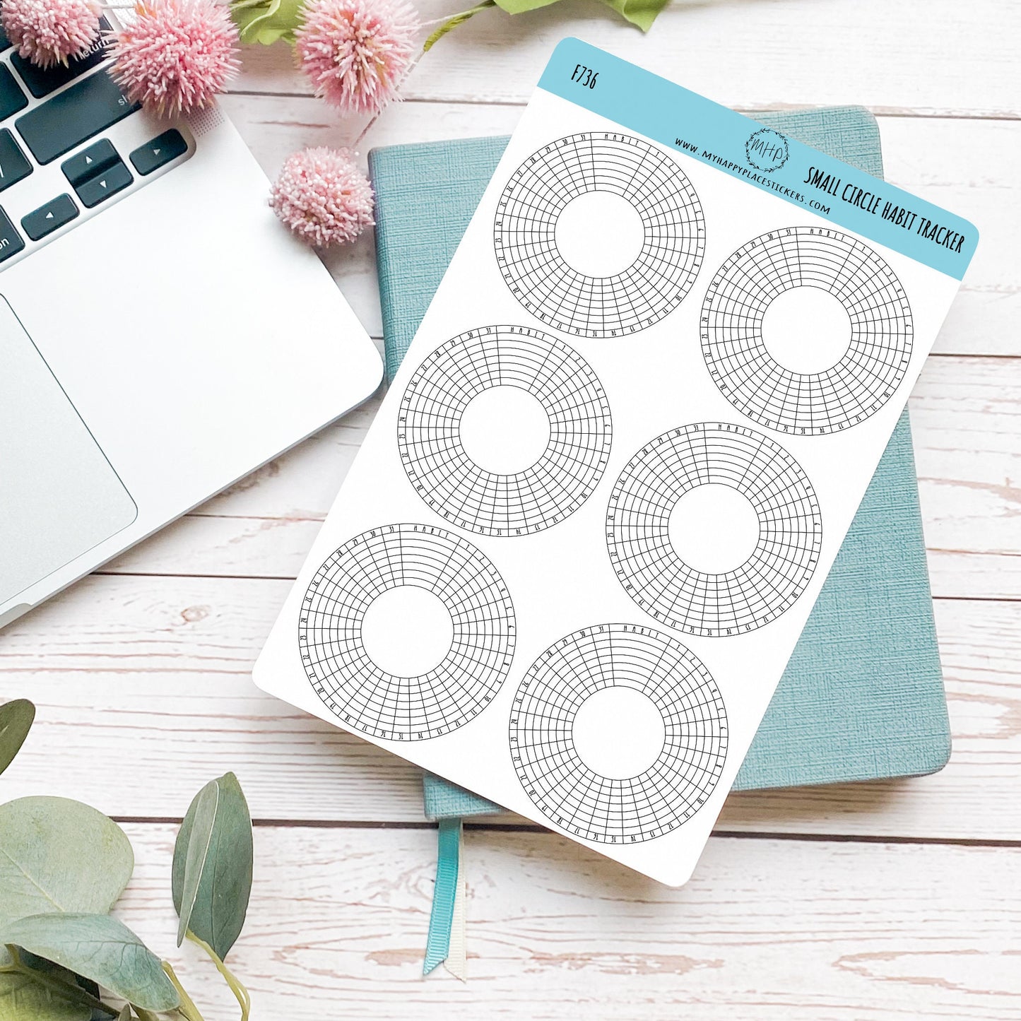 Small Circle Habit Tracker Stickers for Bullet Journals, and Planners. Monthly Habit Tracker || F736