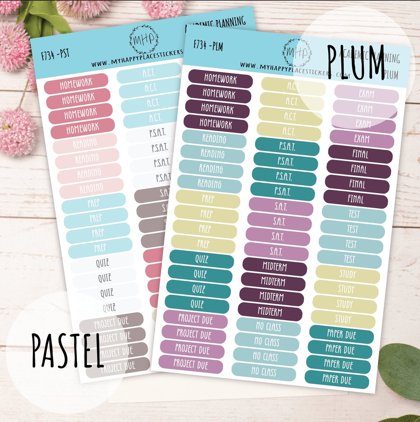 Academic Planning Stickers for College Planners, Teacher Planners, and Bullet Journals. Homeschool Planner. 6 Months Per Sheet || F734