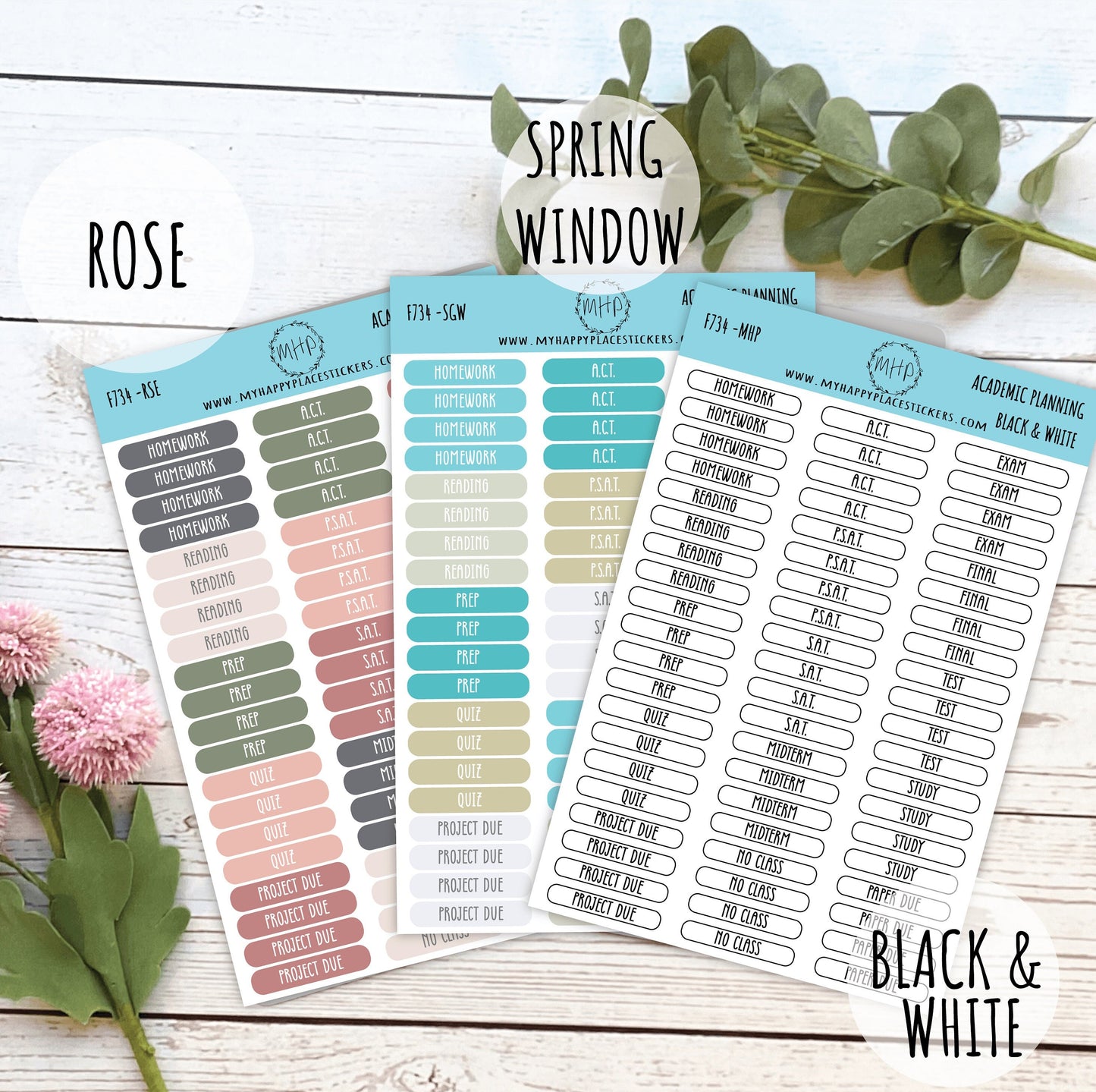 Academic Planning Stickers for College Planners, Teacher Planners, and Bullet Journals. Homeschool Planner. 6 Months Per Sheet || F734
