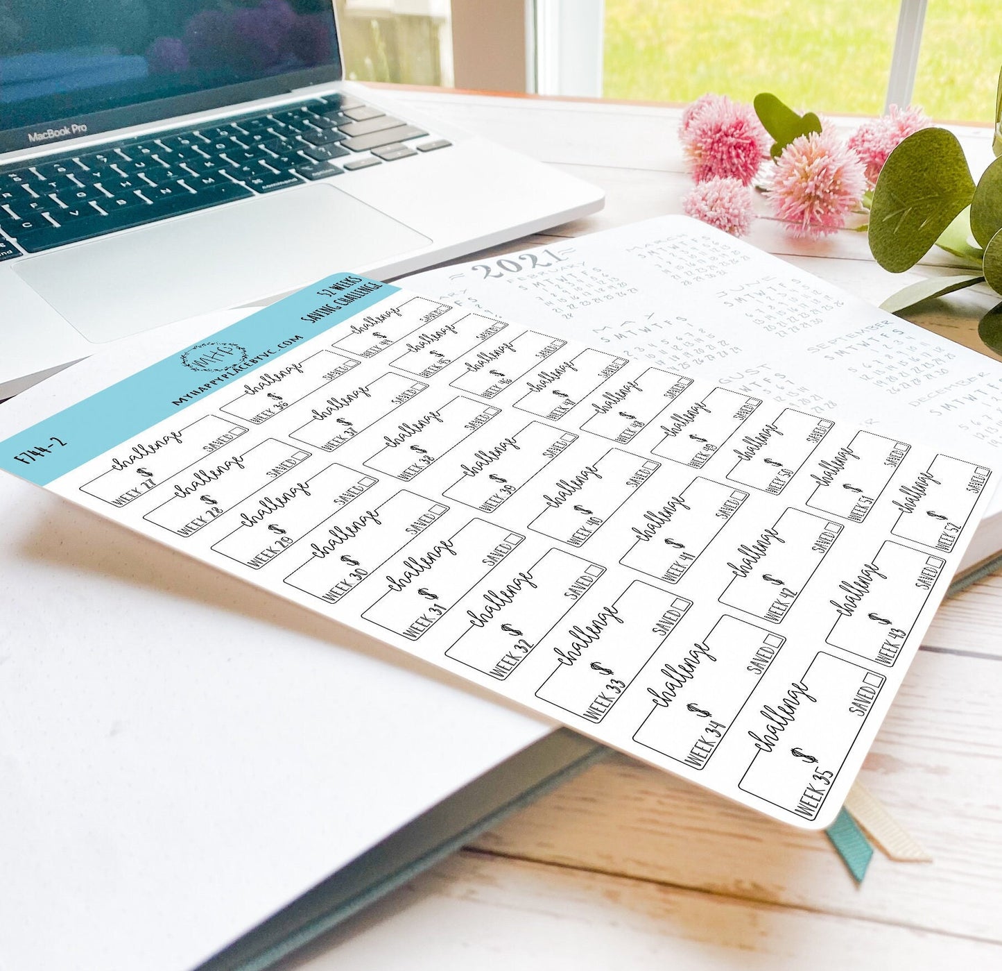 52 Week Saving Challenge Stickers for Planners and Bullet Journals || F744