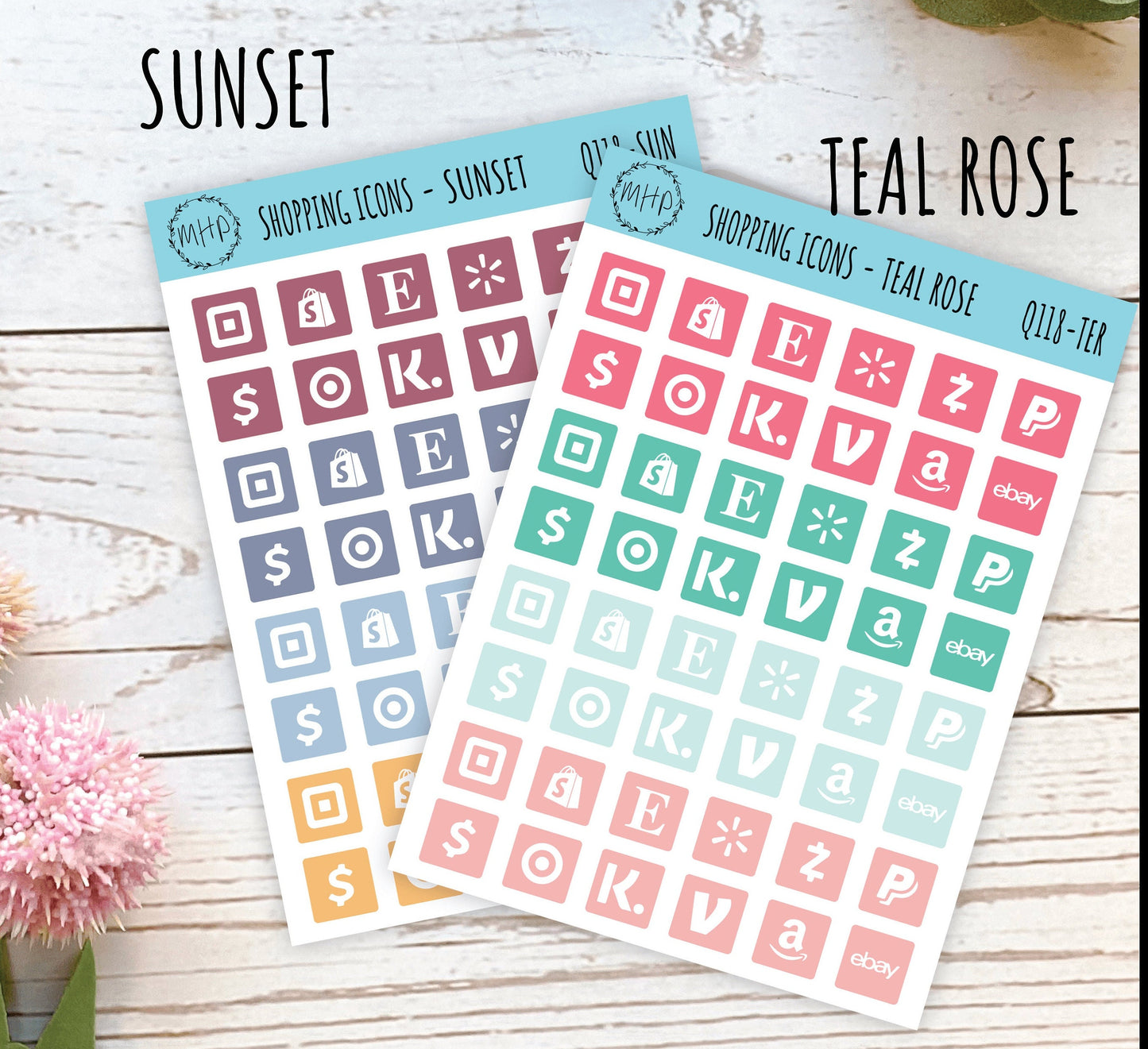 Shopping Icons for Bullet Journals and Planners. Store Icons || Q118