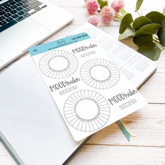 Circle Mood Tracker Stickers for Bullet Journals, and Planners. Monthly Habit Tracker || F746