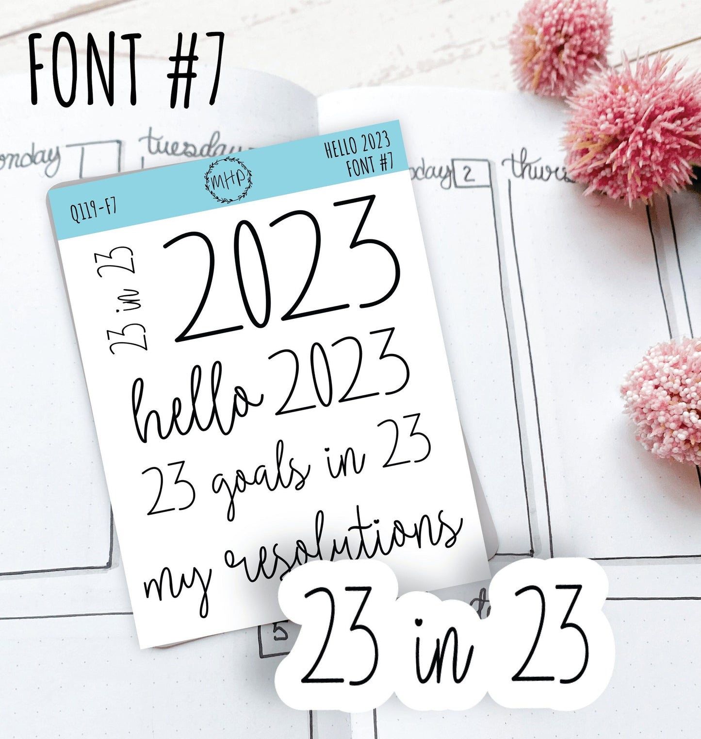 Hello 2023 Stickers. 2023 Goals and Resolution Stickers for Bullet Journals and Planners || Q119
