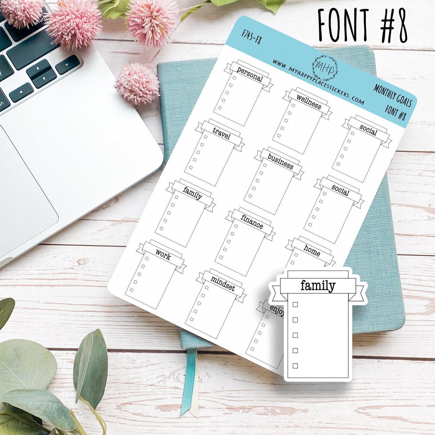 Monthly Goal Stickers for Planners and Bullet Journals || F745