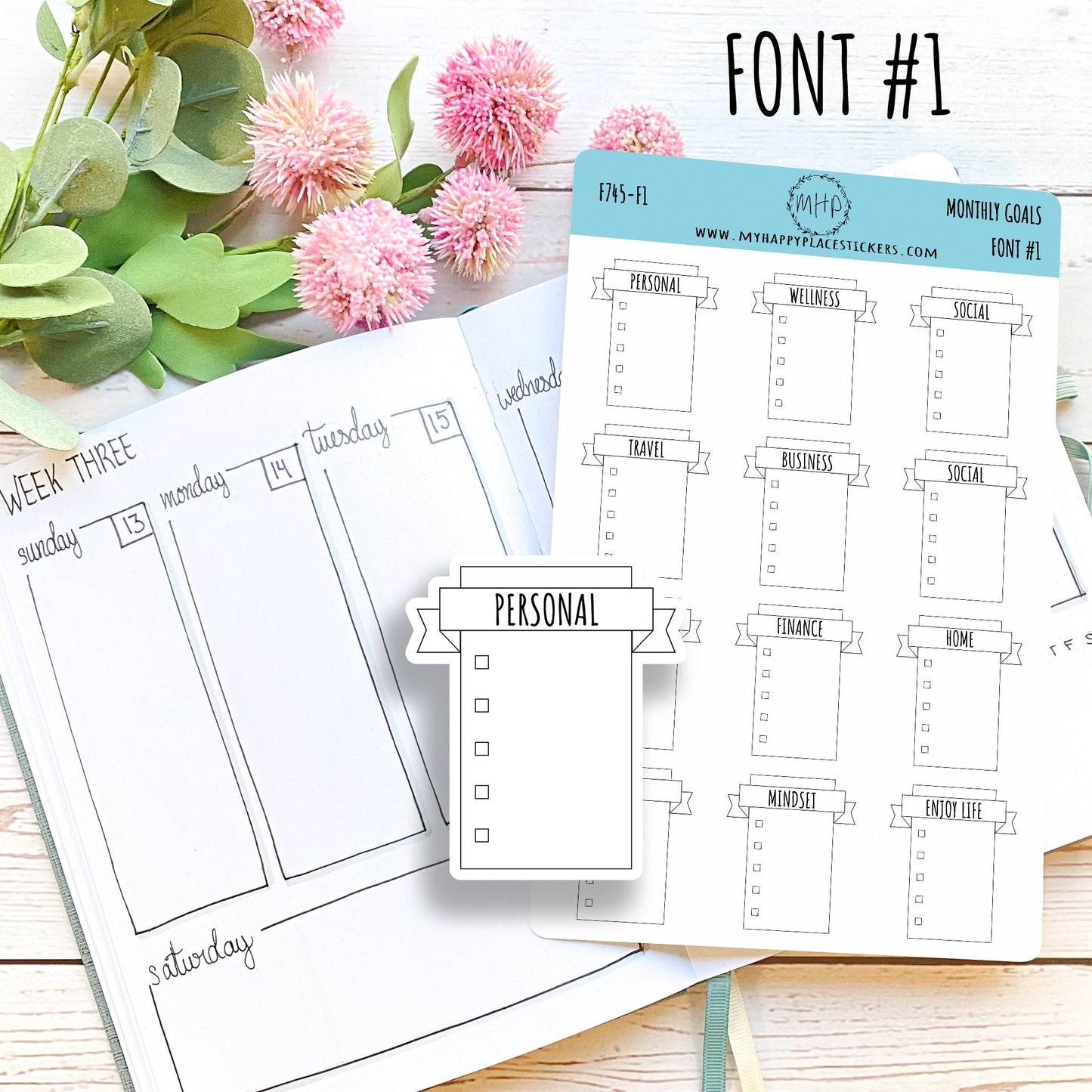 Monthly Goal Stickers for Planners and Bullet Journals || F745