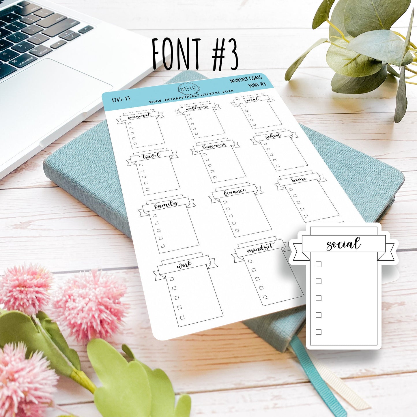Monthly Goal Stickers for Planners and Bullet Journals || F745