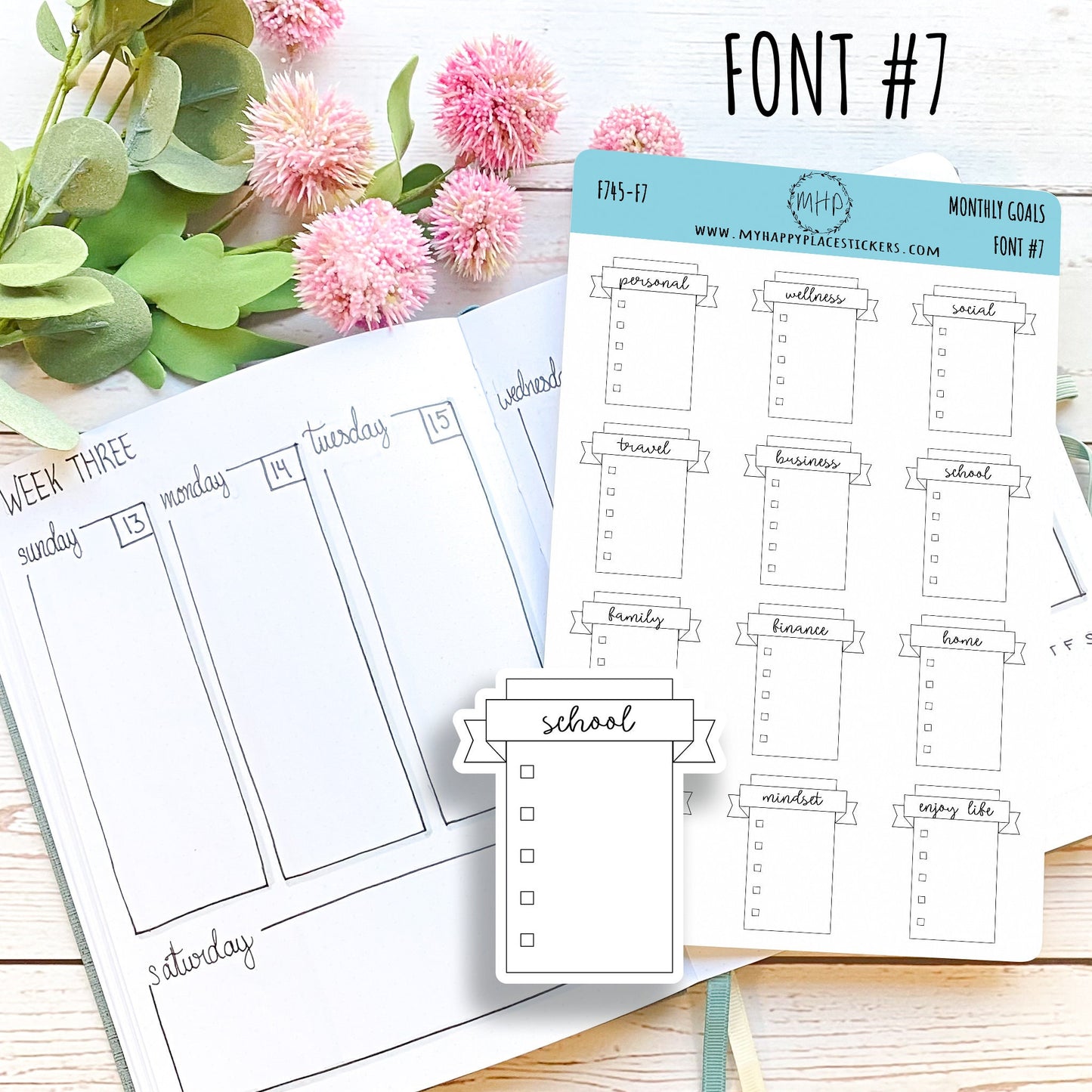Monthly Goal Stickers for Planners and Bullet Journals || F745