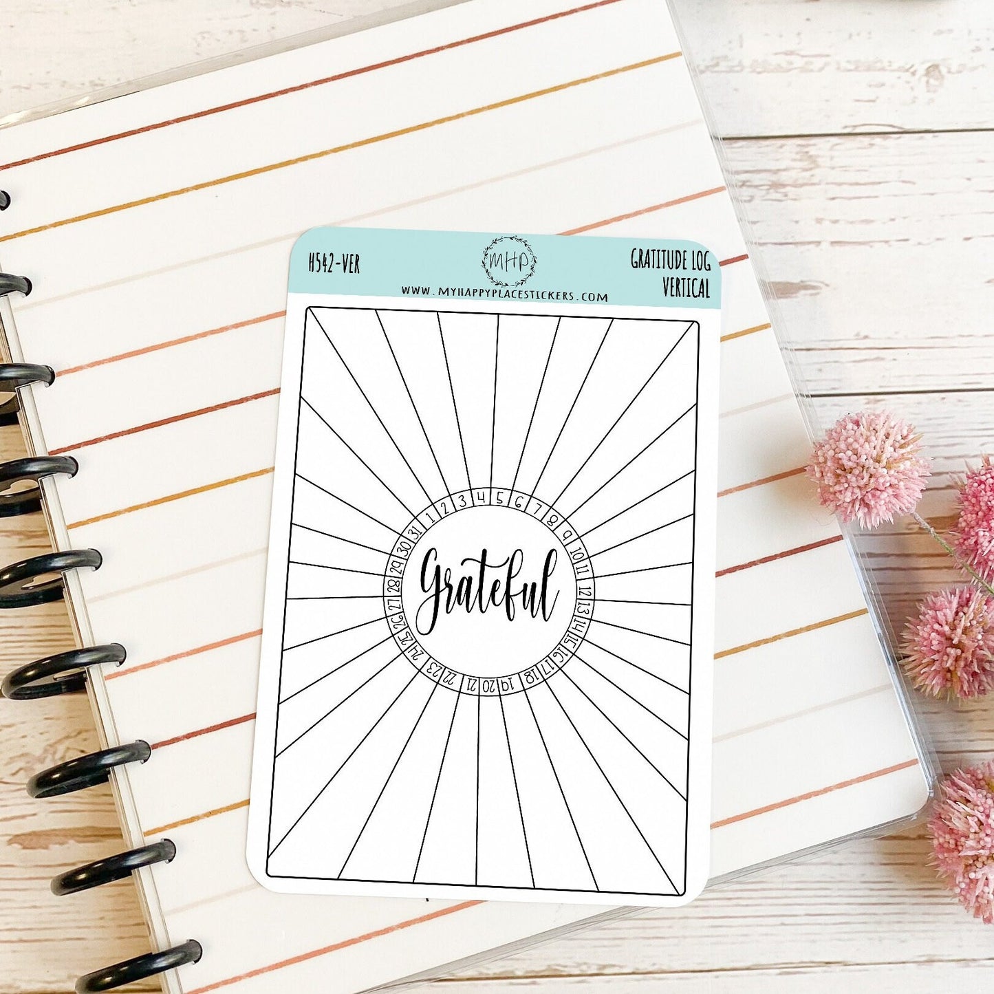 Gratitude Log Stickers for Bullet Journals. Stickers for Planners and Organizers. Doodle Stickers || H542