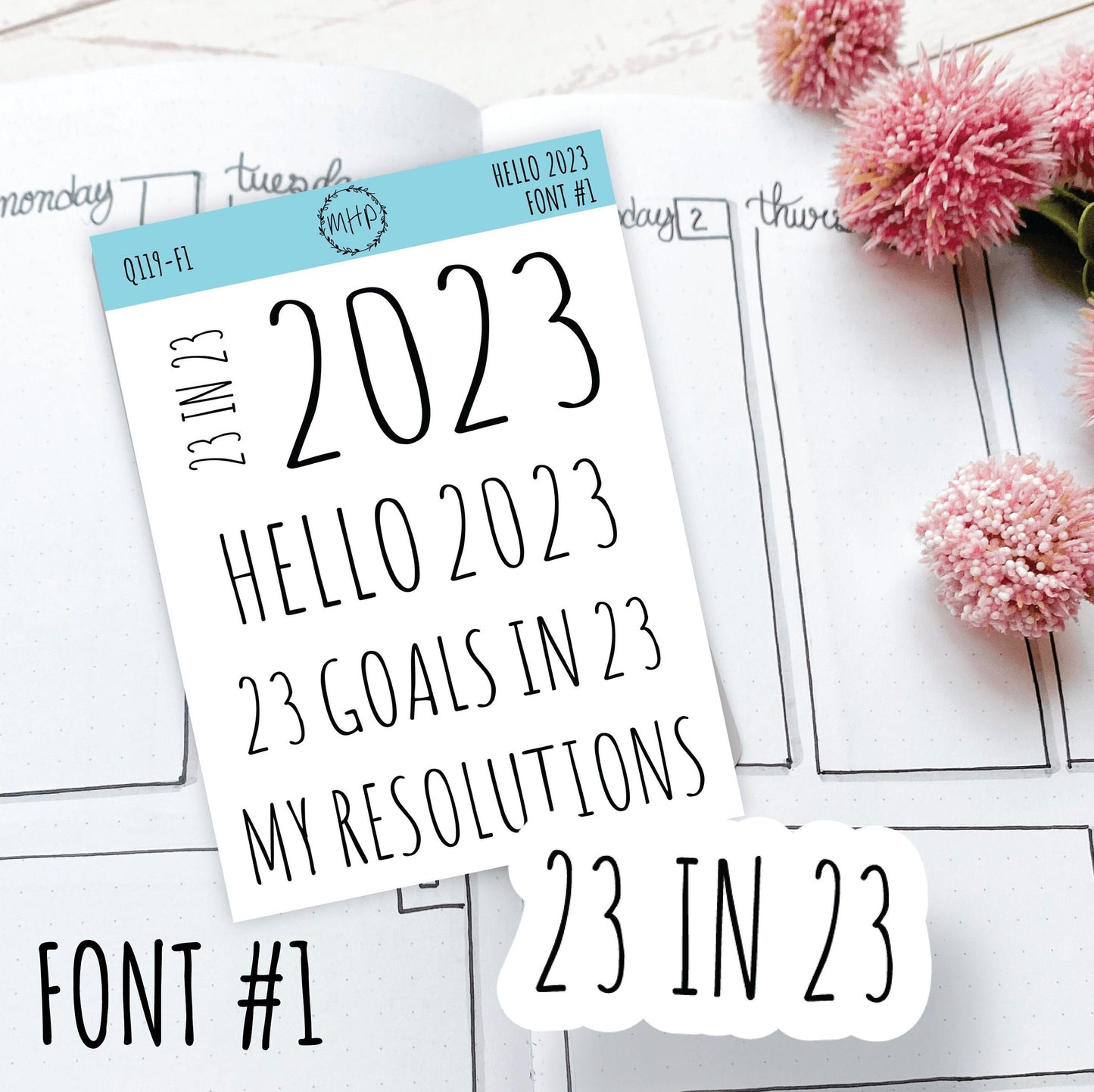 Hello 2023 Stickers. 2023 Goals and Resolution Stickers for Bullet Journals and Planners || Q119